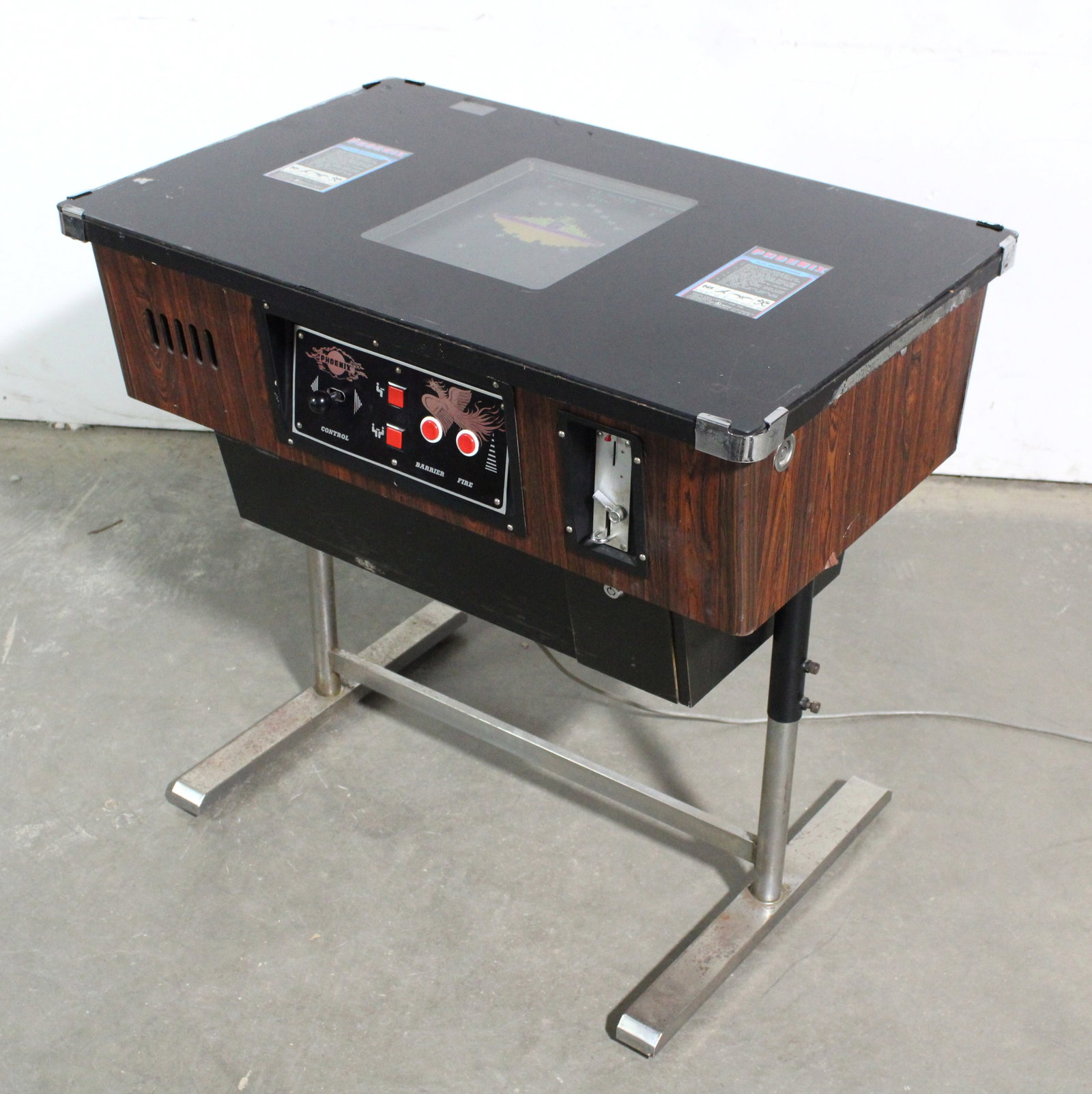 Phoenix Cocktail Arcade Game: Working. LCD conversion. This item requires third-party shipping or pickup arrangements to be made. DImensions: 32 x 34 x 24