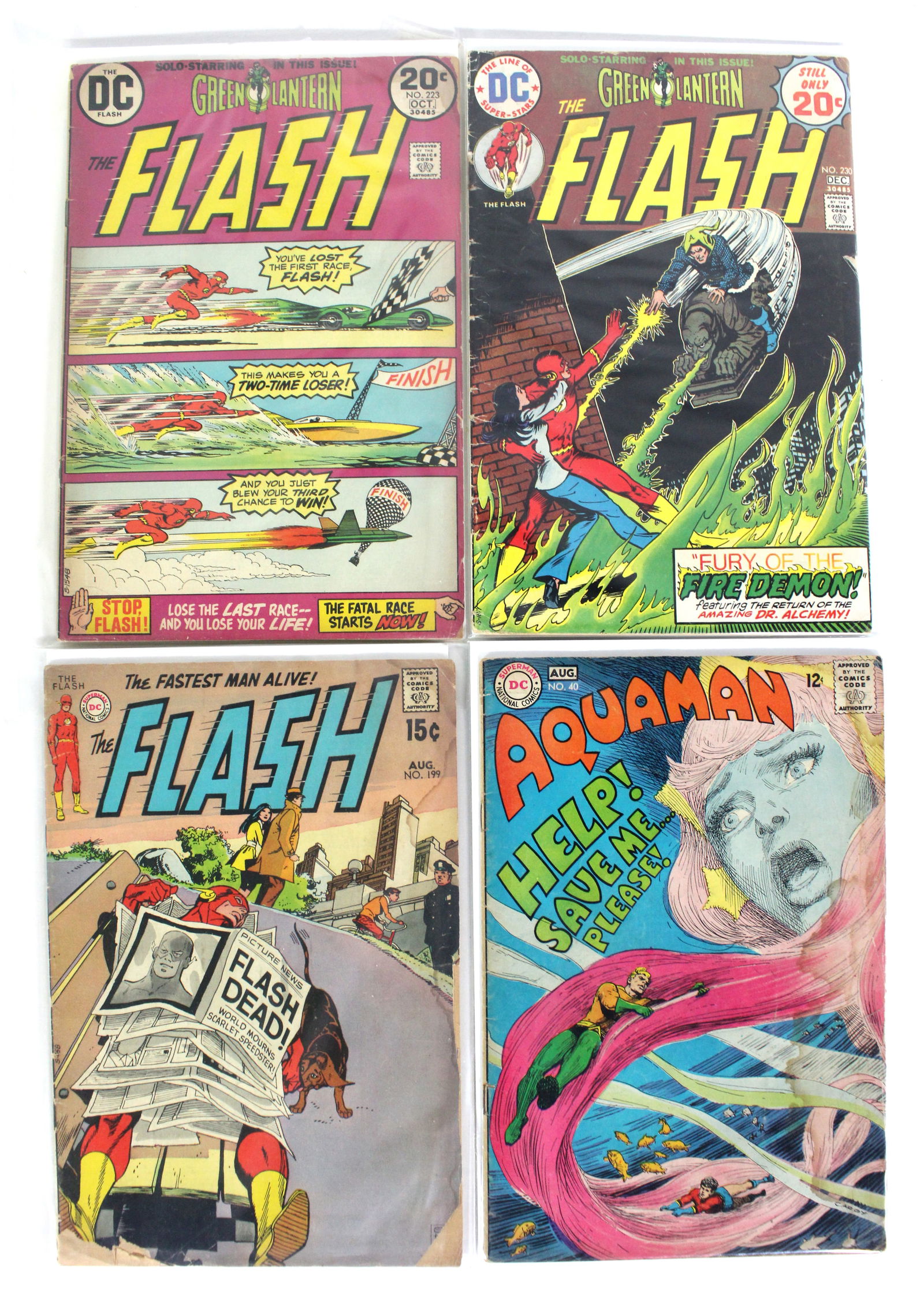DC Comics Aquaman and Flash Comic Books: Total of 4 Issues. Assorted issues. Bagged and Boarded. Varying conditions. In-house shipping available.