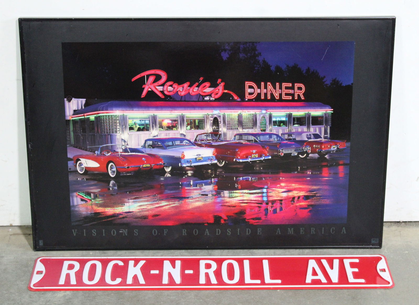 Roadside America Framed Poster / Rock-N-Roll Ave Sign: This item requires third-party shipping or pickup arrangements to be made.