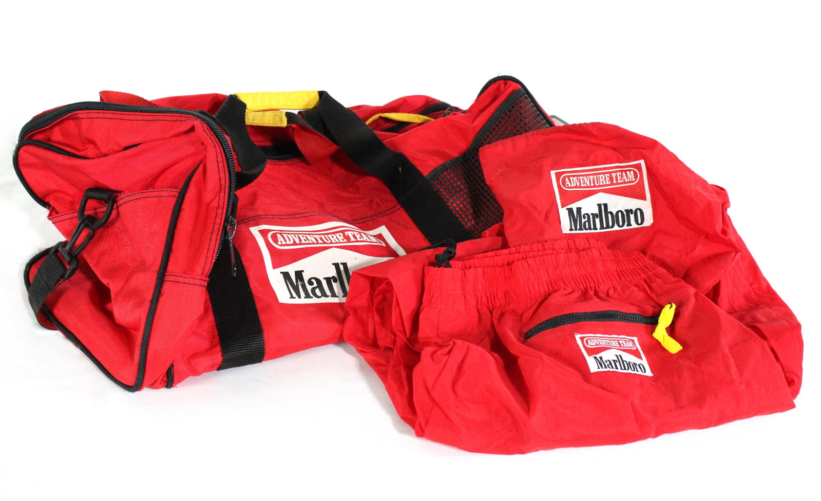 Marlboro Cigarettes Promo Adventure Team Duffle and Pants: In-house shipping available.