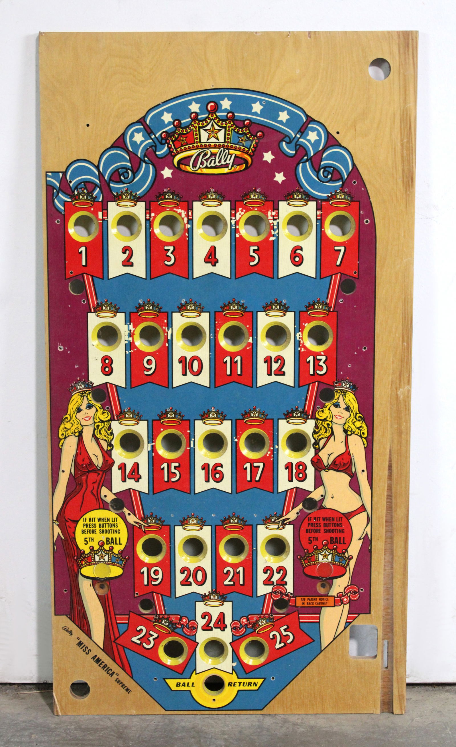 NOS Bally Miss America Bingo Pinball Playfield (1 of 1)