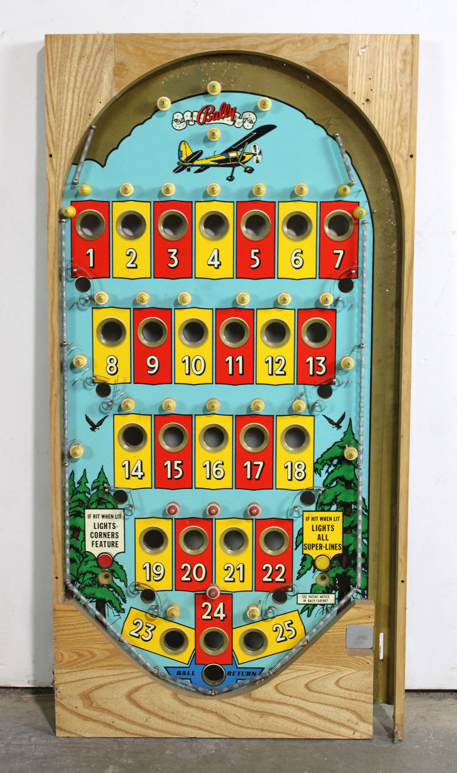 NOS Bally Hi-Flyer Plane Themed Bingo Pinball Playfield (1 of 2)