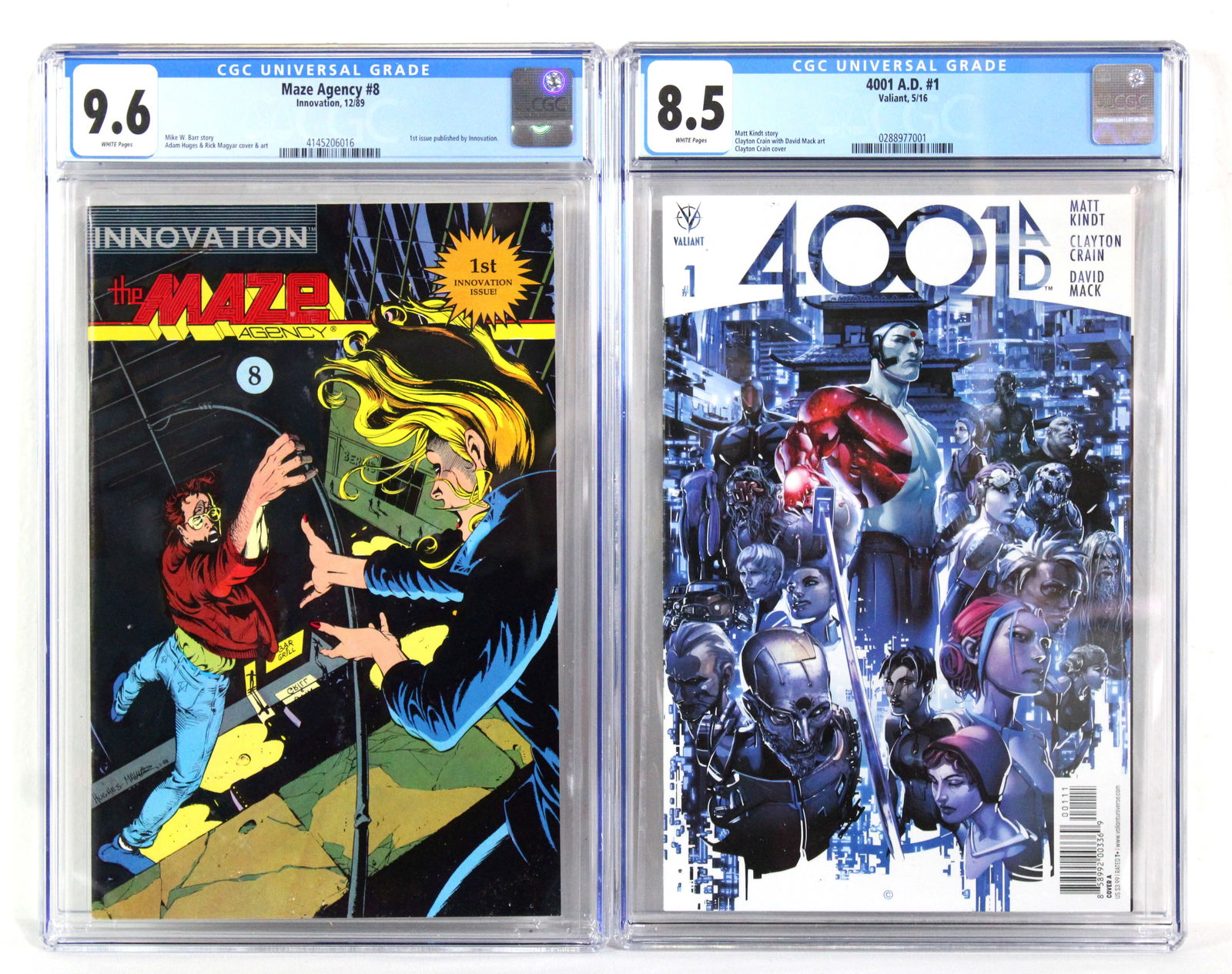 4001 AD #1 and The Maze Agency #8 Comic Books, CGC Graded: 4001 AD #1 CGC Graded 8.5, The Maze Agency CGC Graded 9.6. In-house shipping available.