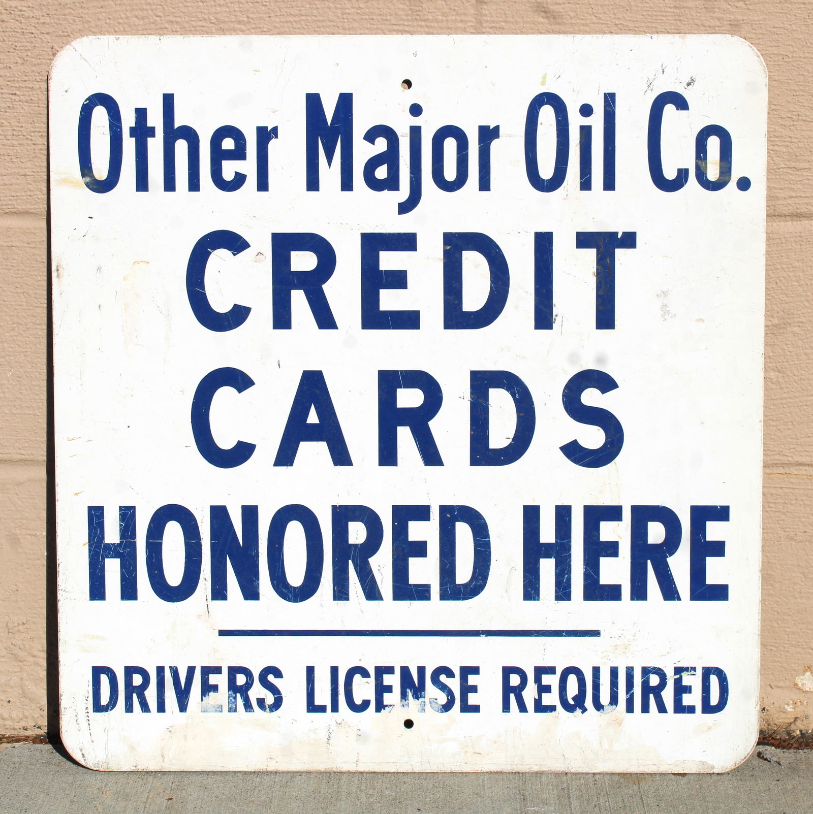 Major Oil Credit Cards Gas Station Automotive Sign: This item requires third-party shipping or pickup arrangements to be made. Dimensions: 23 x 22