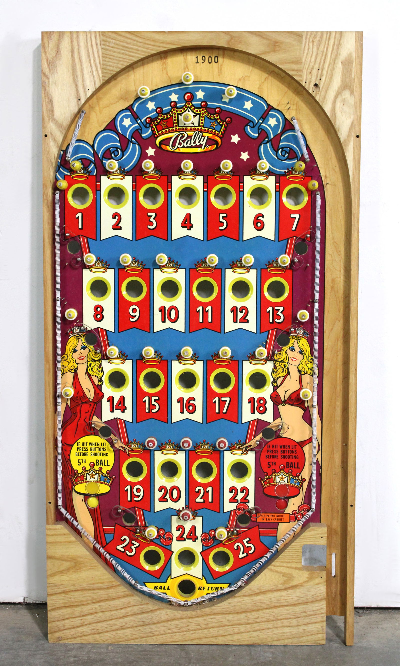 NOS Bally Miss America Bingo Pinball Playfield (1 of 1)