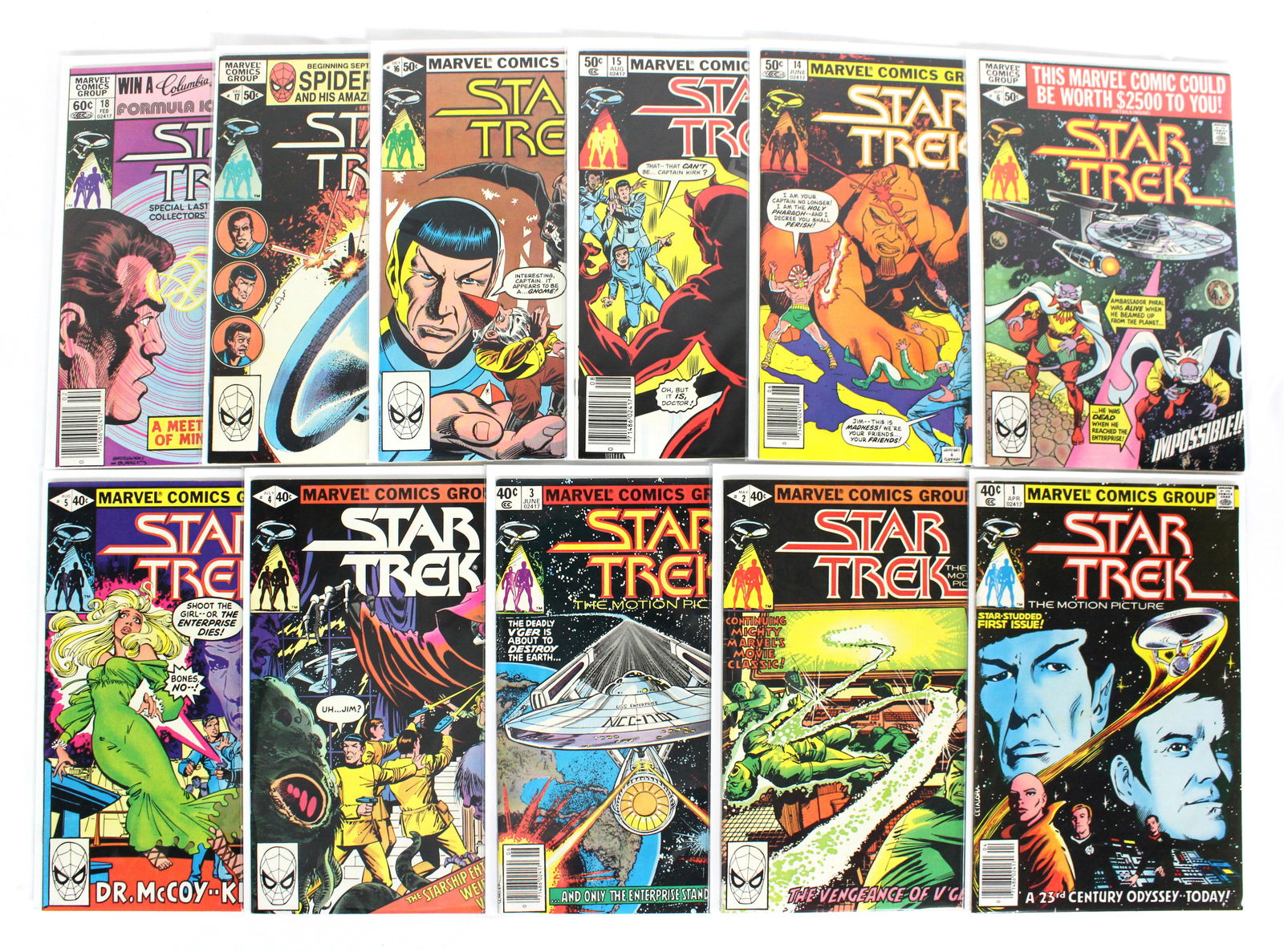 Marvel Comics Star Trek Comic Books: Total of 11 Issues. Assorted issues. Bagged and Boarded. Varying conditions. In-house shipping available.