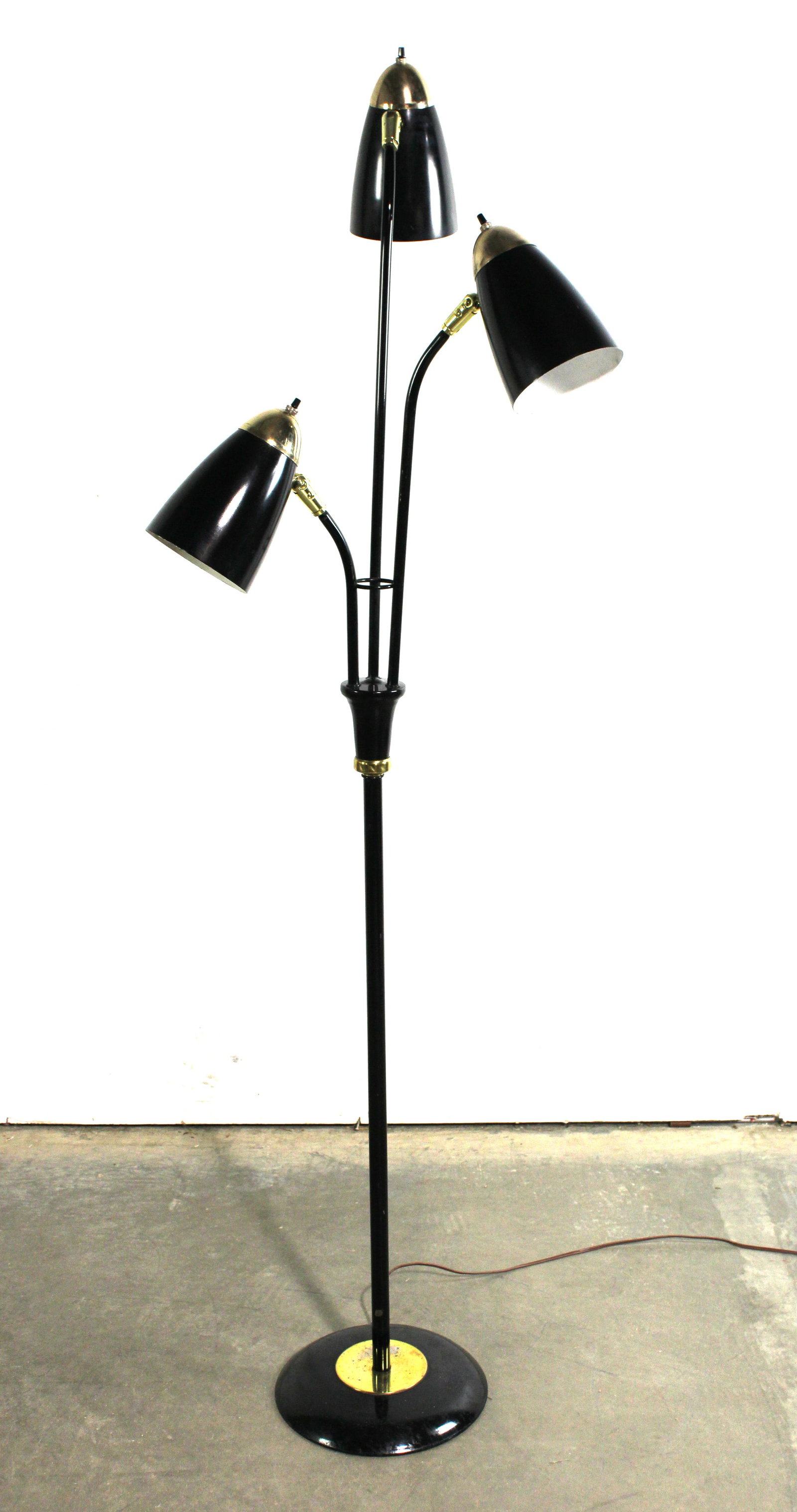 MCM Floor Lamp: Working. This item requires third-party shipping or pickup arrangements to be made. Dimensions: 64 x 20 x 20