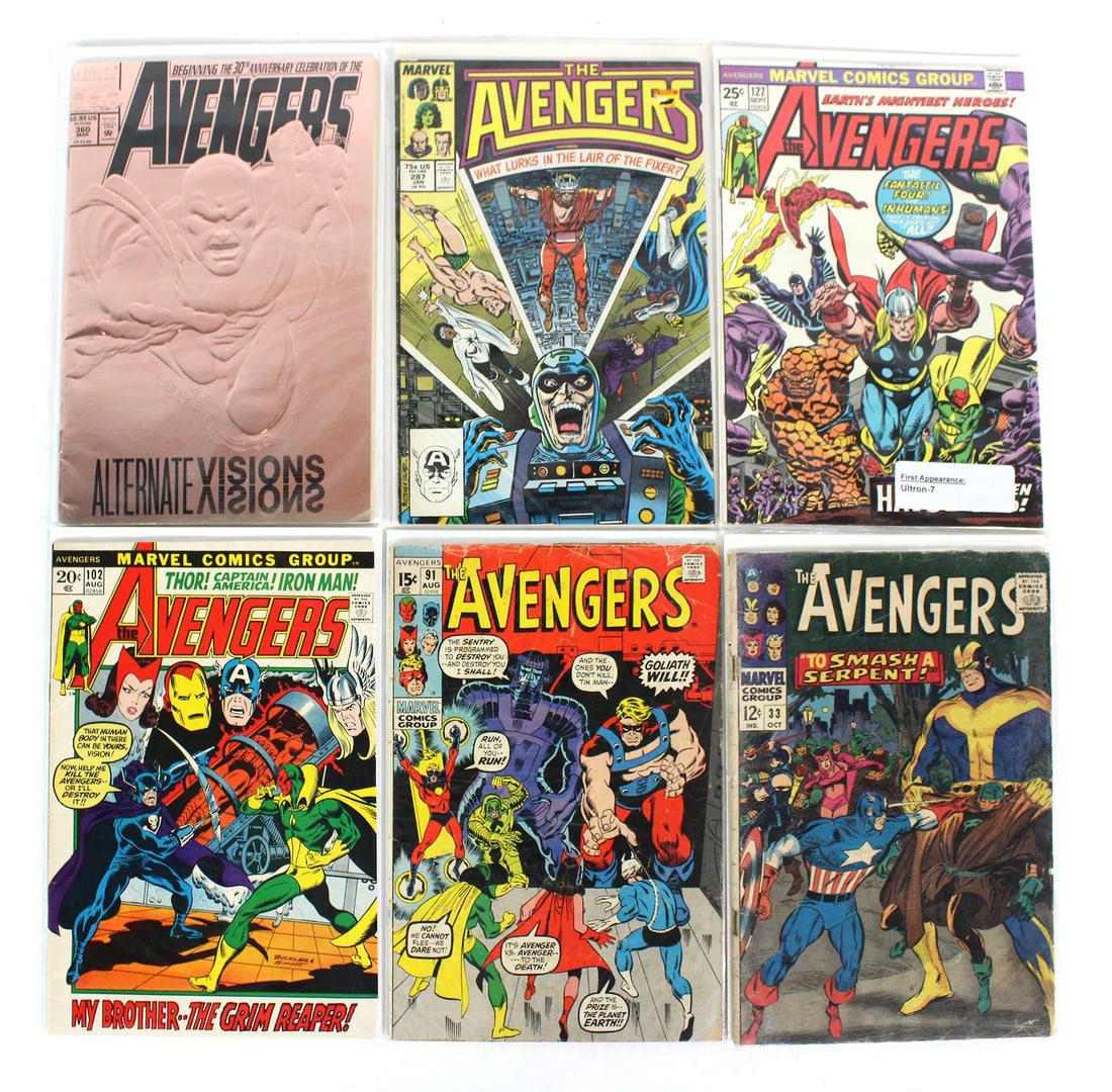 Marvel Comics The Avengers Comic Books: Total of 6. Bagged and boarded. In-house shipping available.