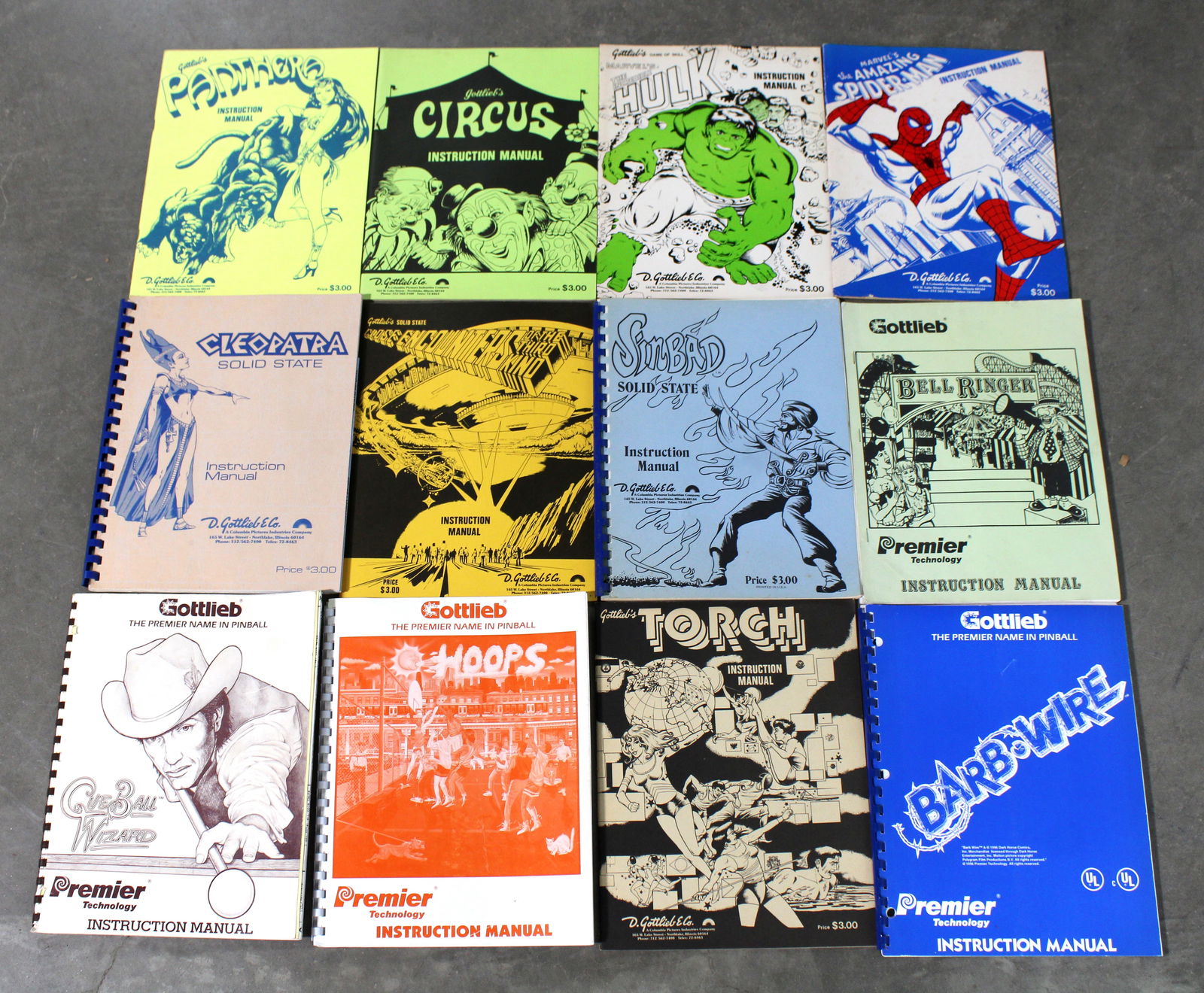 Gottlieb Pinball Manuals incl. Hulk, Spider-Man and Panthera (1 of 1)