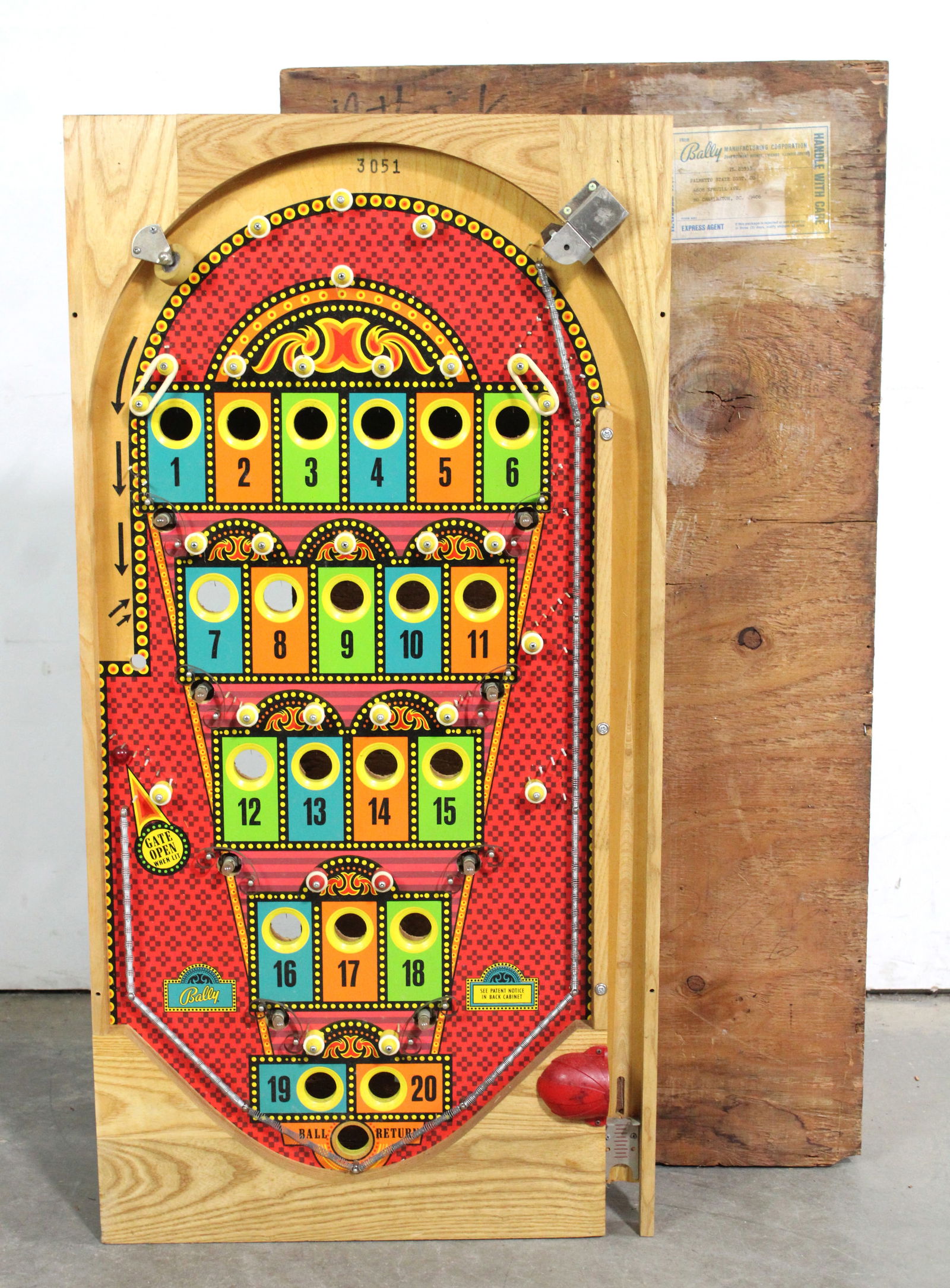 Bally Mystic Gate NOS Bingo Pinball Playfield with original shipping Crate (1 of 1)