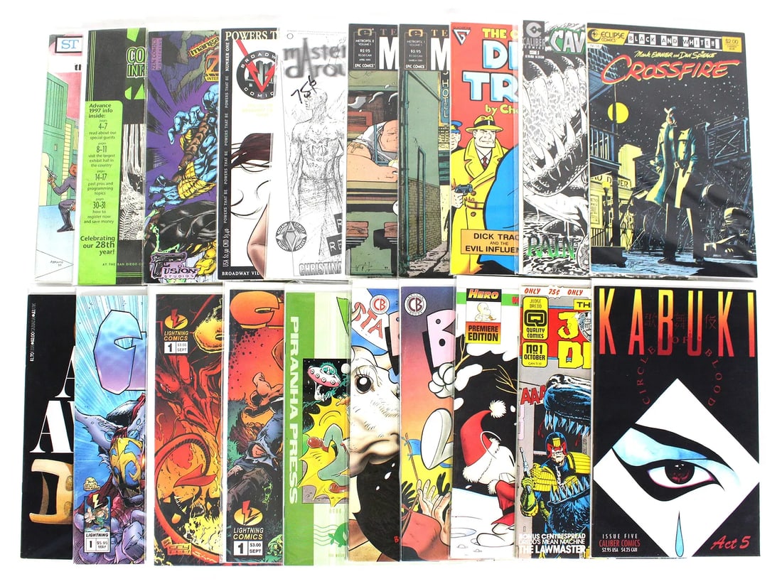 Assorted Indie Comics incl. Kabuki, Bone and Judge Dredd: Total of 20 Issues. Assorted issues. Bagged and Boarded. Varying conditions. In-house shipping available.