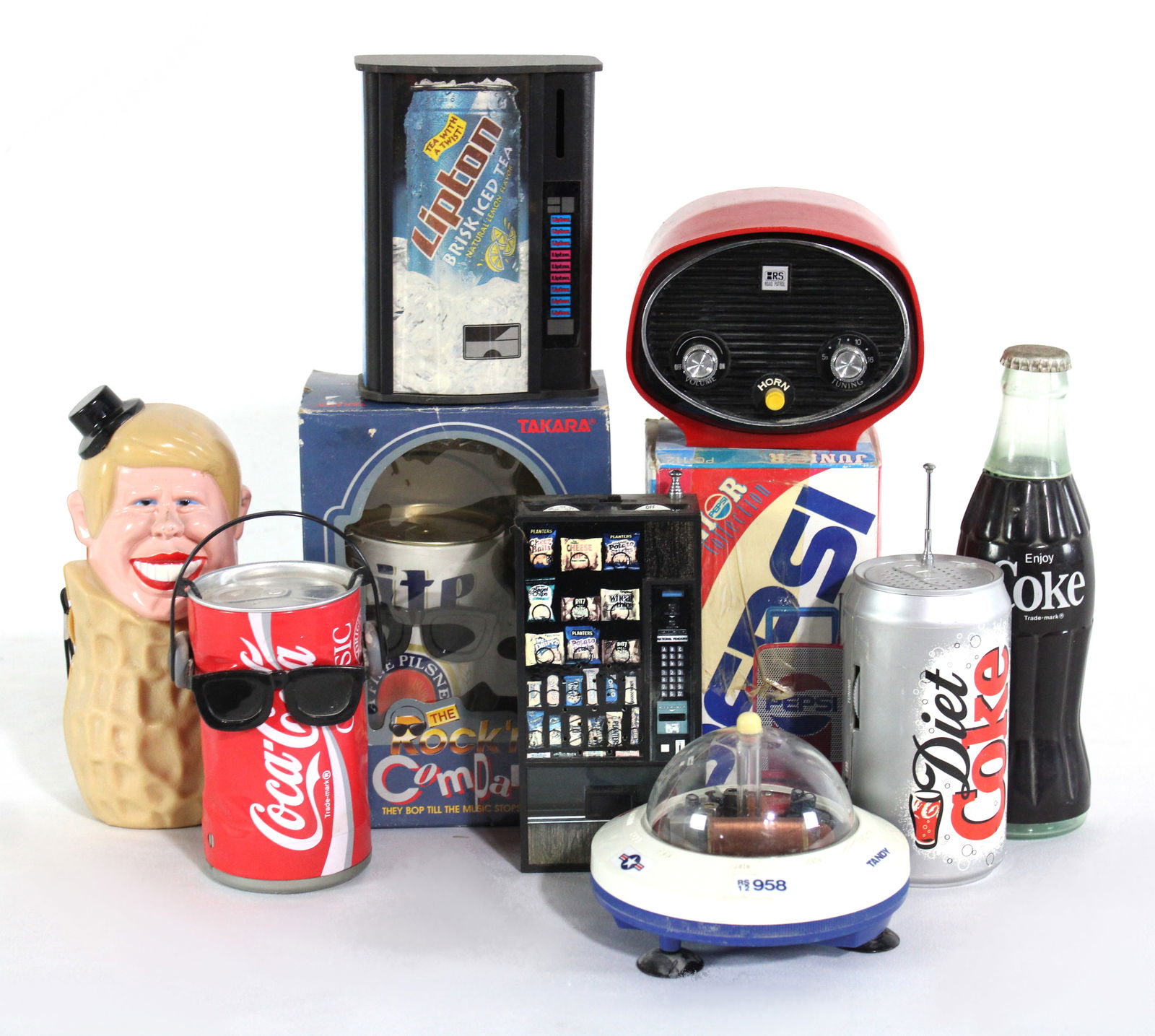 Radios and Banks incl. Coca Cola, Pepsi and Tandy Spaceship (1 of 2)