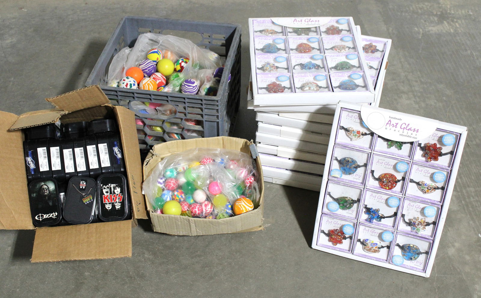 Assorted Arcade Prizes incl. Superballs, Art Glass and Guitar Pic Necklaces (1 of 3)