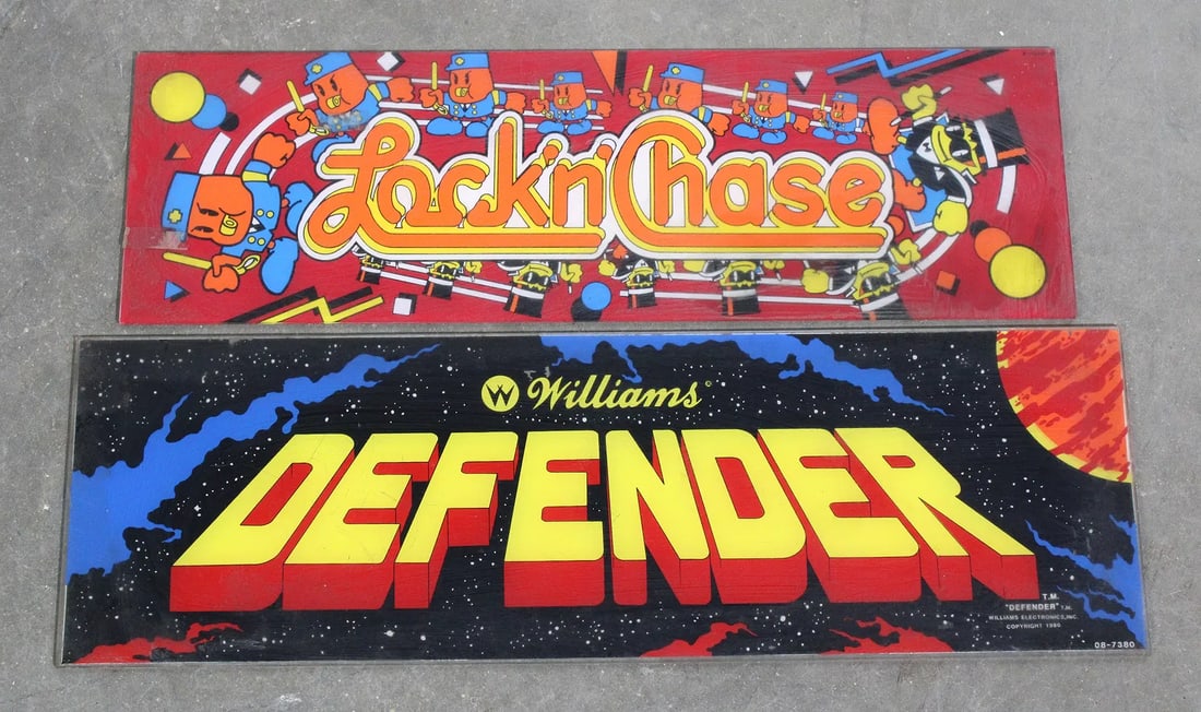 Williams Defender and Lock 'N Chase Arcade Game Headers (1 of 1)