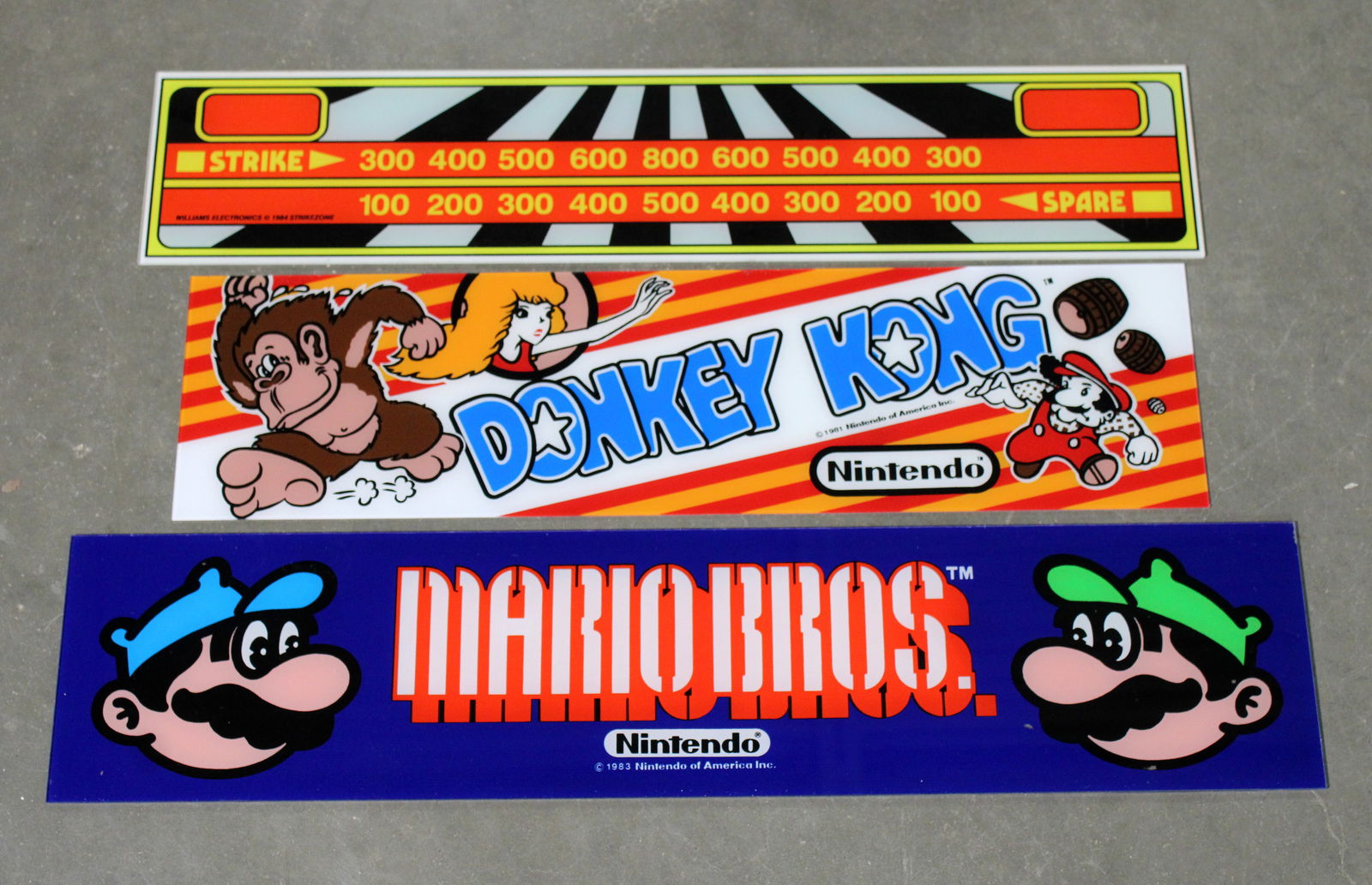 Arcade Game Headers incl. Nintendo Mario Bros., Donkey Kong and Williams Strike Zone (1 of 1)