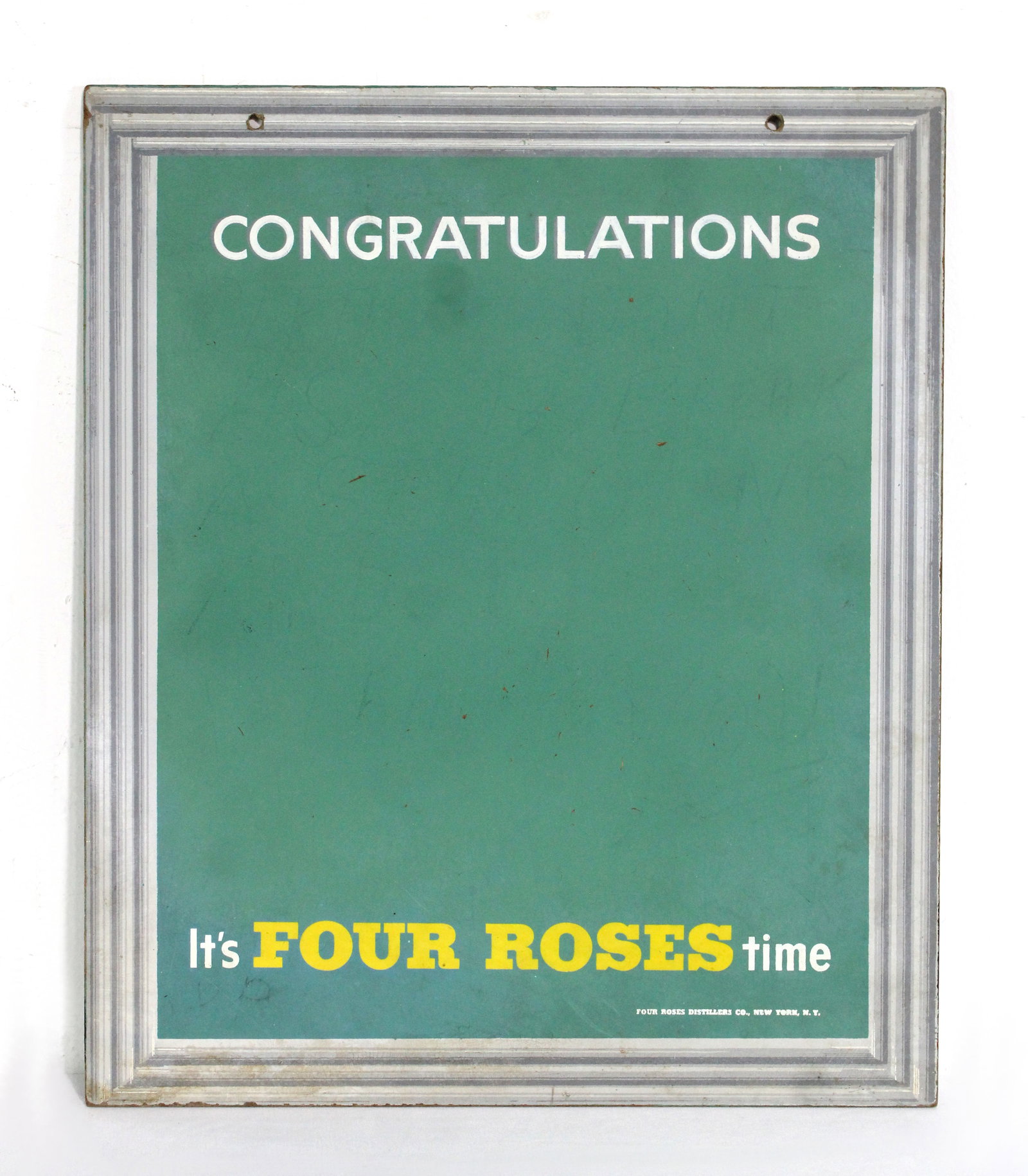 Four Roses Whiskey Masonite Chalkboard Bar Sign: In-house shipping available. Dimensions: 18 x 15