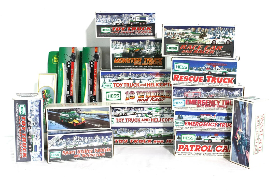 Hess Toy Trucks, Total of 18: This item requires third-party shipping or pickup arrangements to be made.