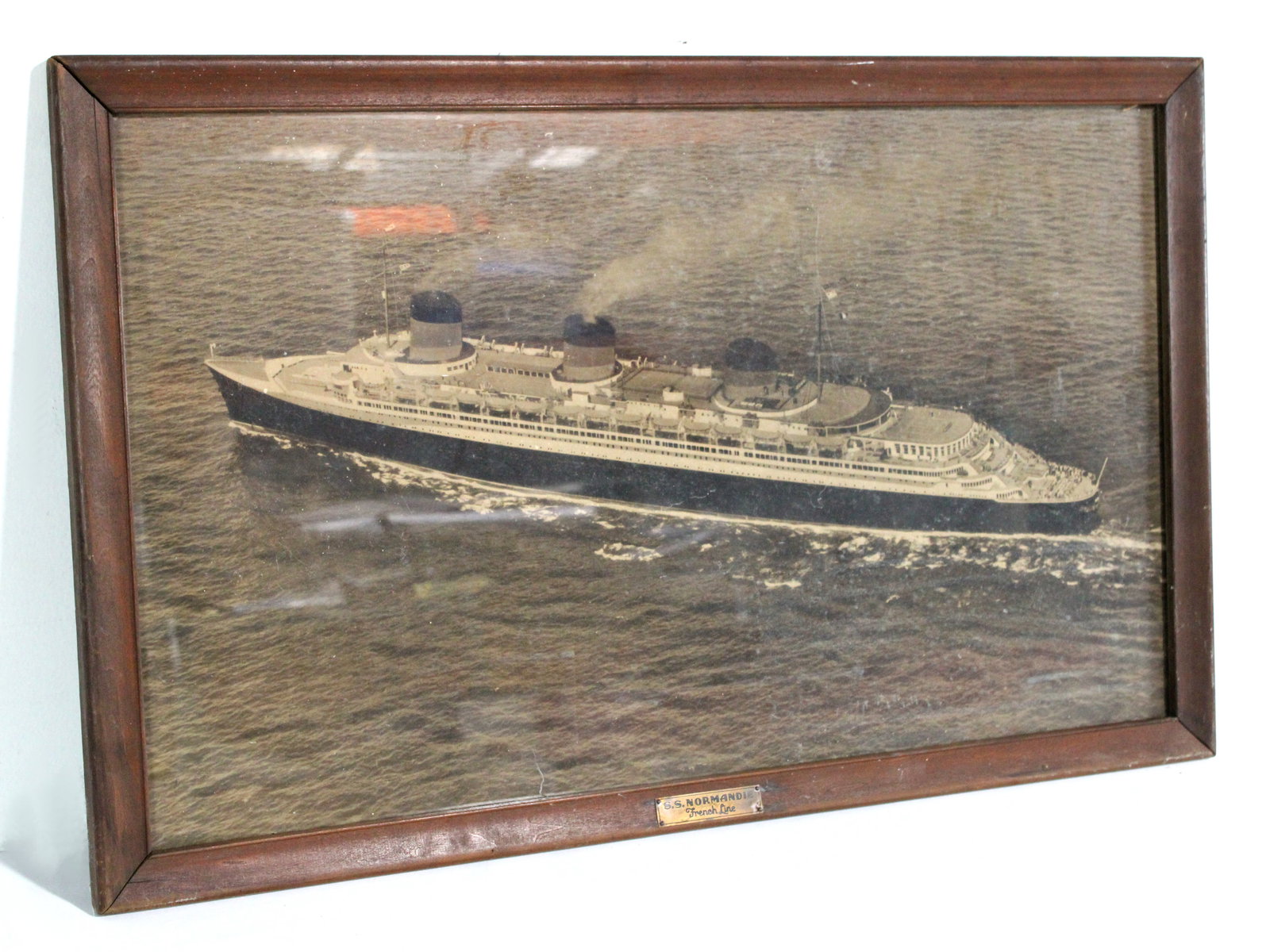 S.S. Normandie French Line Boat Photo, Framed: This item requires third-party shipping or pickup arrangements to be made. Dimensions: 20 x 32 x 1