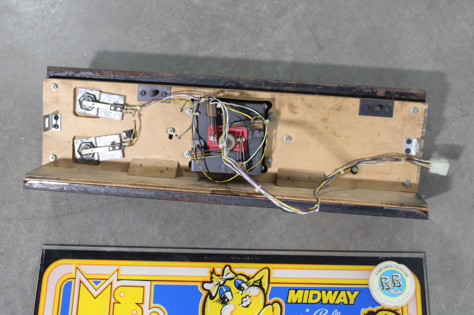 Bally Ms. Pac-Man Arcade Game Control Panel and Header - 2