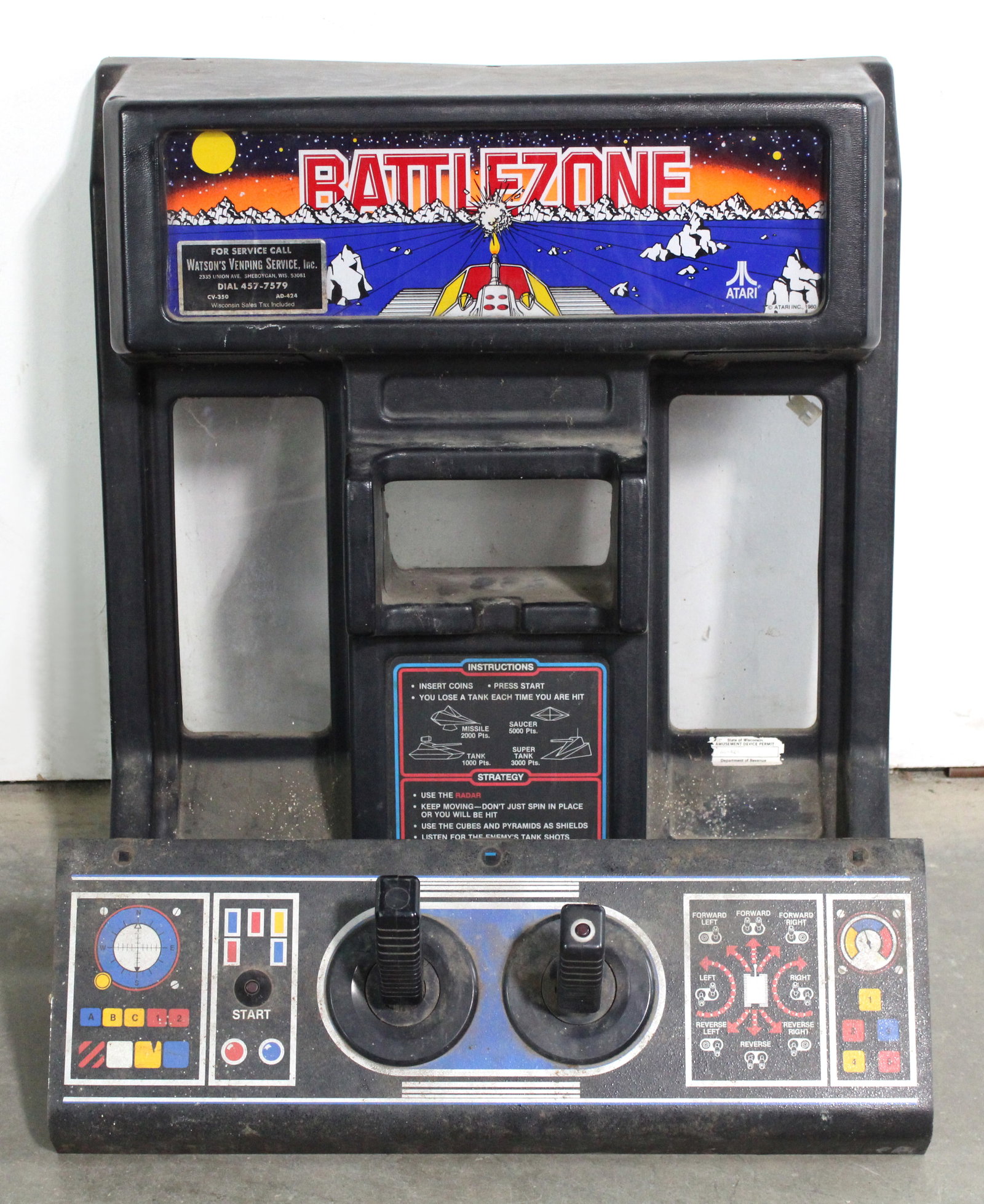 Atari Battlezone Arcade Game Shroud and Control Panel (1 of 4)