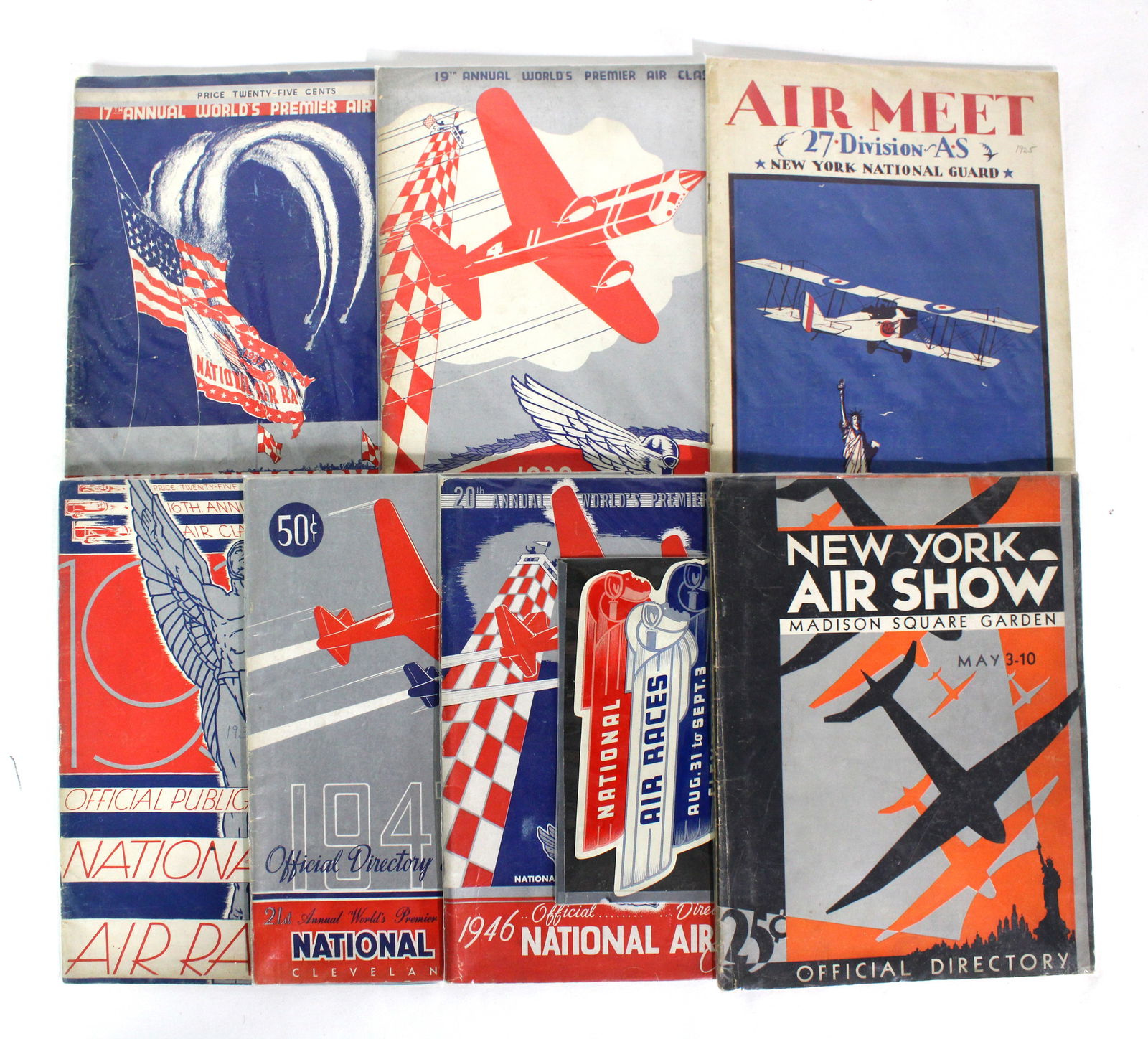 National Air Races and Air Meet Programs, 1930s: Also includes luggage tag for Cleveland Air Races. In-house shipping available.