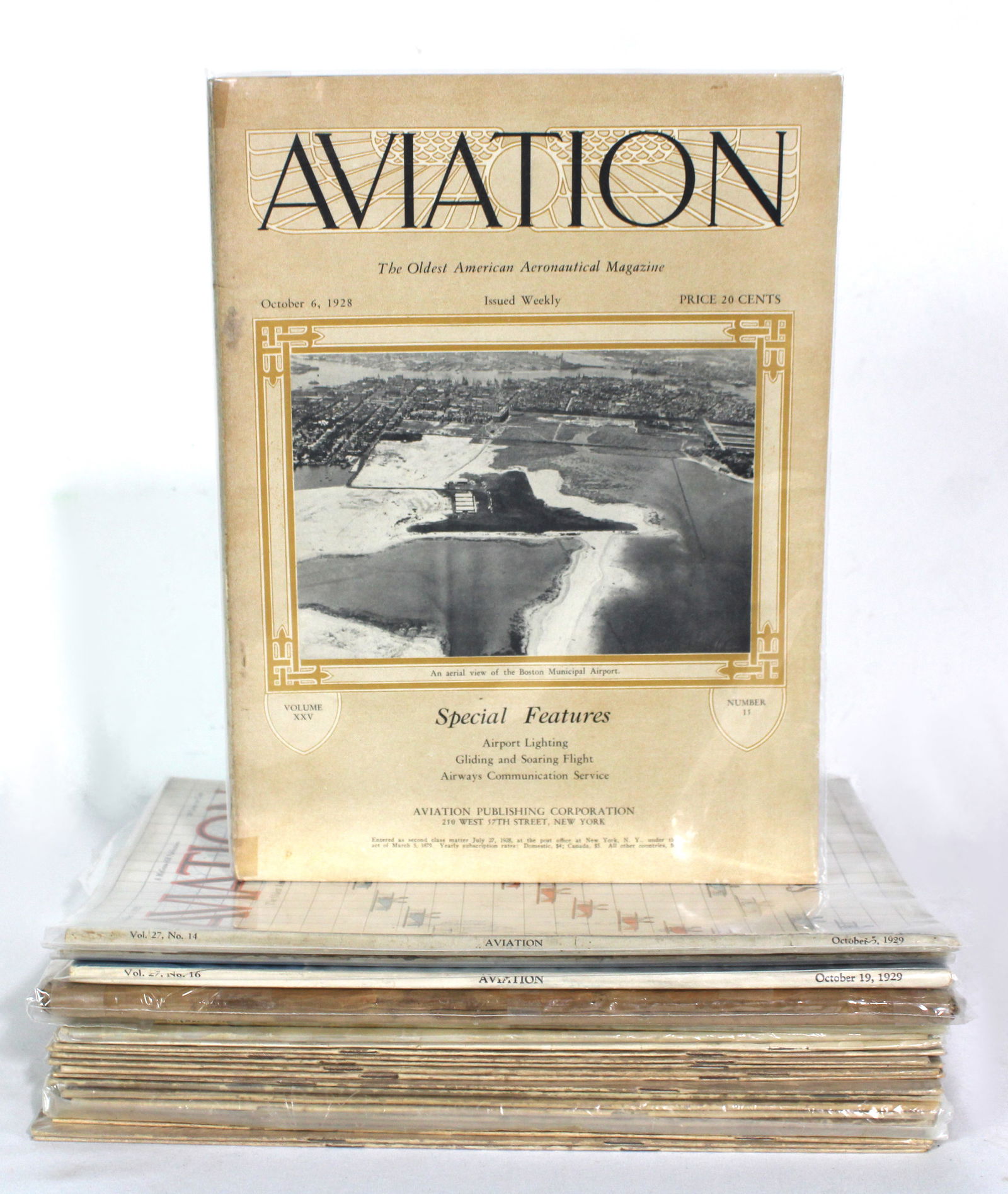 Aviation Weekly Periodical Aeronautical Magazines 1910-20s: Total of 21. Varying conditions. Some covers damaged. In-house shipping available.