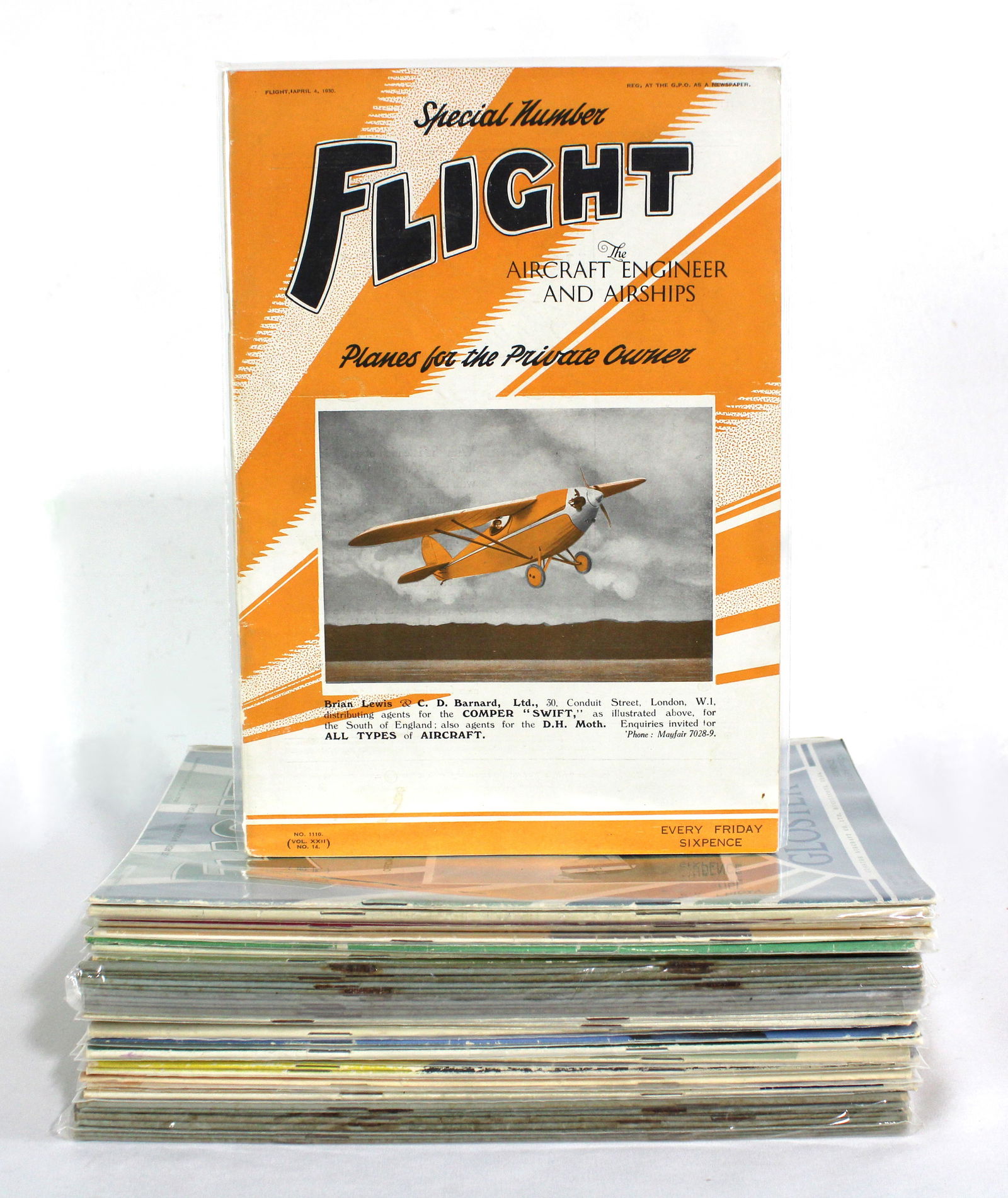 "Flight" Aviation Themed Magazines 60+, 1920-30s: Total of 65. Varying conditions. In-house shipping available.
