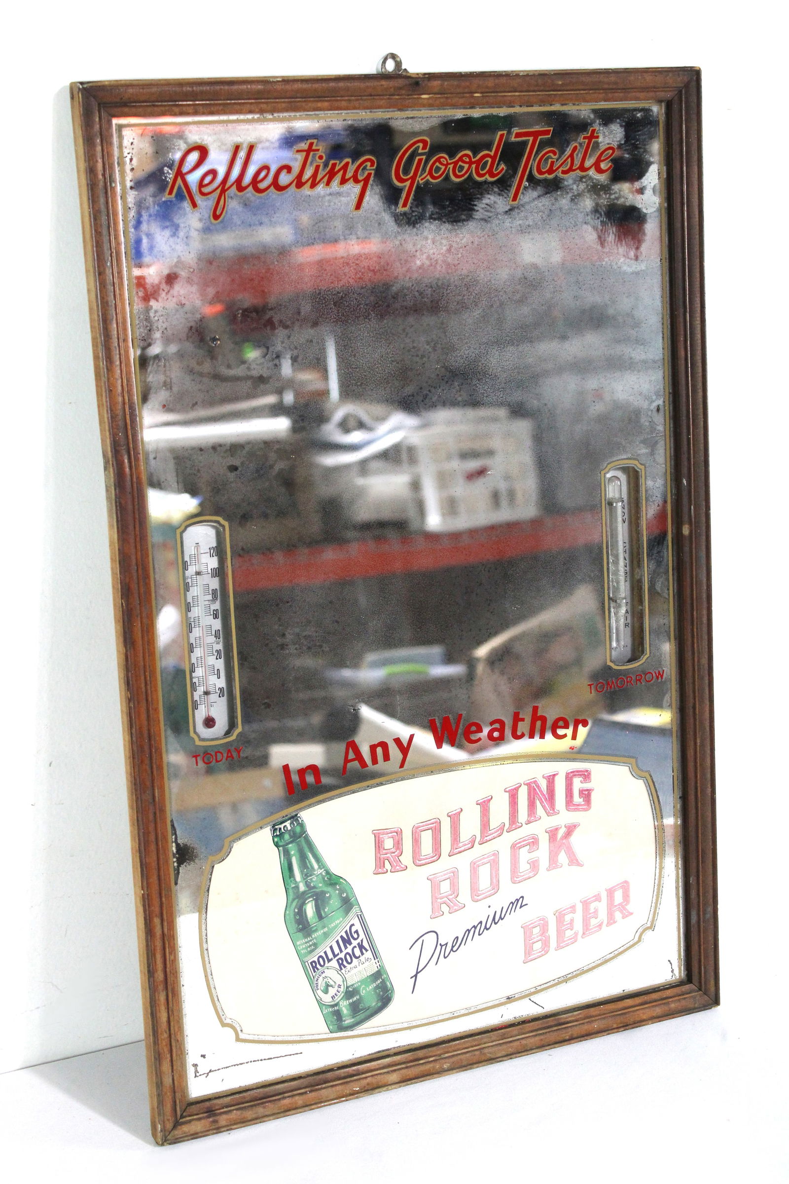 Rolling Rock Beer Thermometer: This item requires third-party shipping or pickup arrangements to be made. Dimensions: 23 x 15 x 1