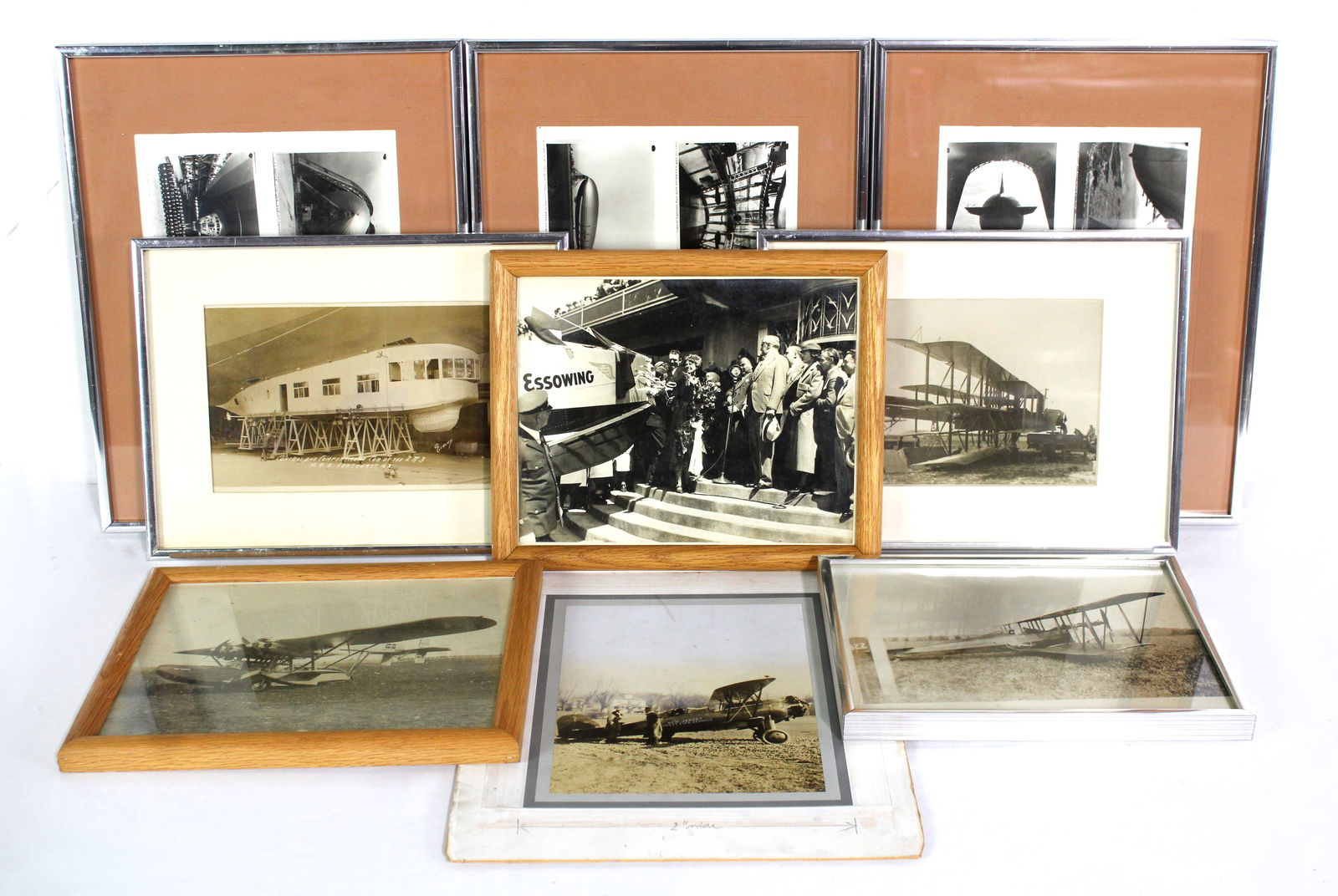 Early Aviation Photos, Framed Lot 2: Total of 9. This item requires third-party shipping or pickup arrangements to be made.