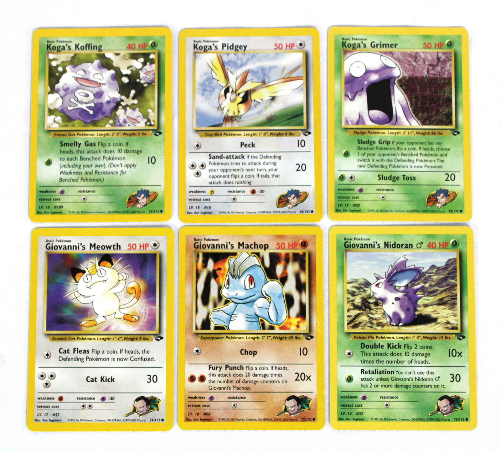 Giovanni and Koga Gym Trainers Pokemon Cards: Never played. In-house shipping available.