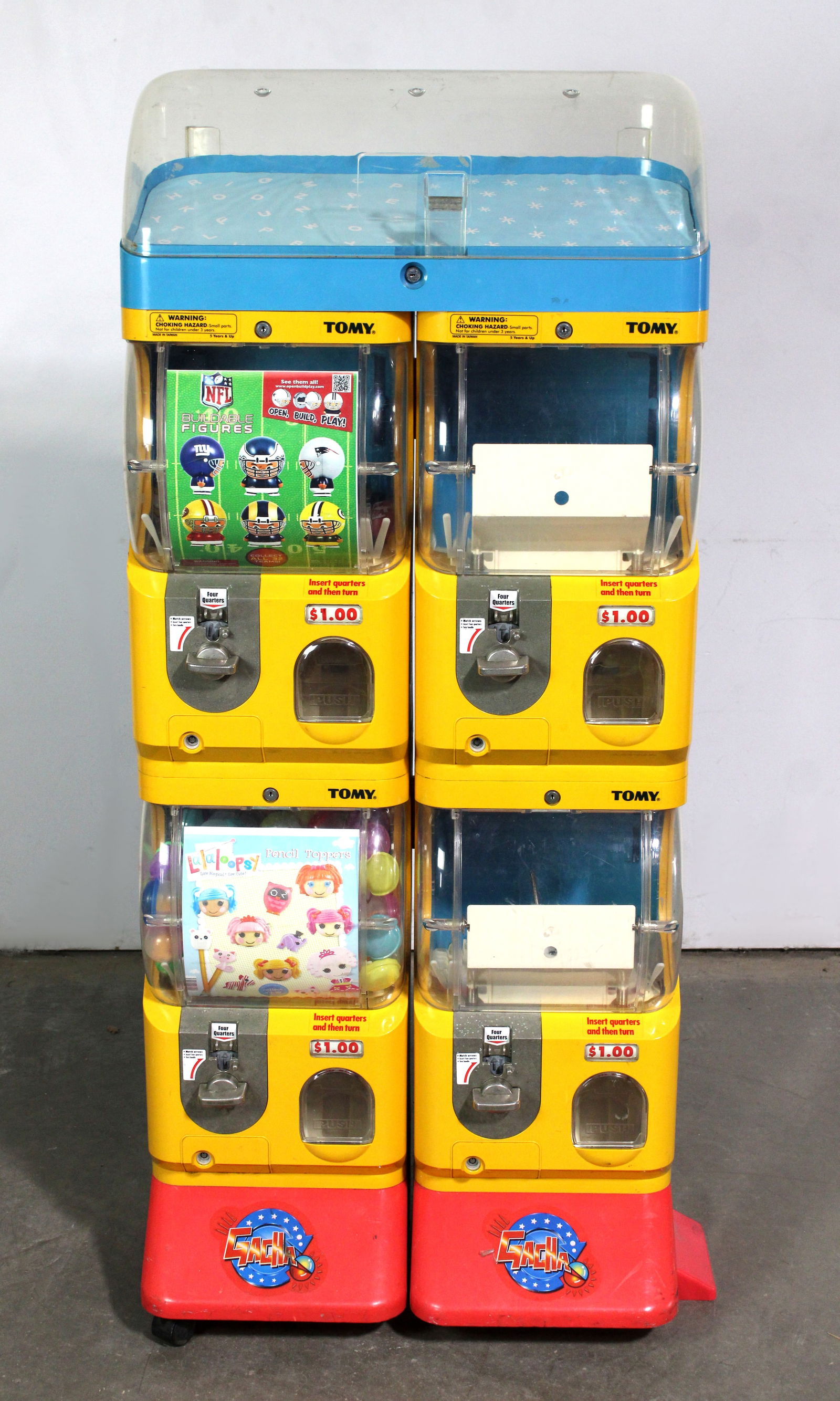 Tomy Gacha Vending Machine: This item requires third-party shipping or pickup arrangements to be made. Dimensions: 59 x 29 x 17