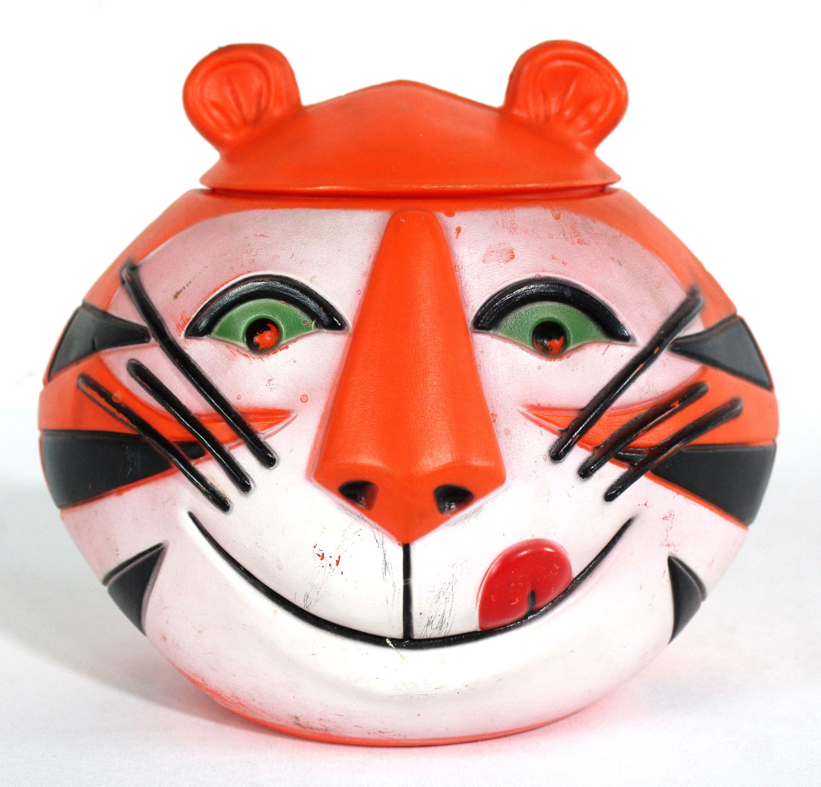 Kellogg's Tony the Tiger Cookie Jar, 1968: Plastic. In-house shipping available. Dimensions: 8 x9 x8