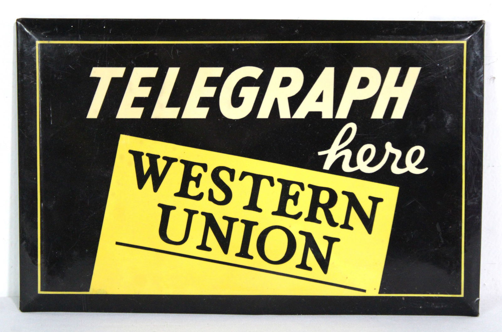 Western Union Telegraph Easel Back Sign: In-house shipping available. Dimensions: 7 x11