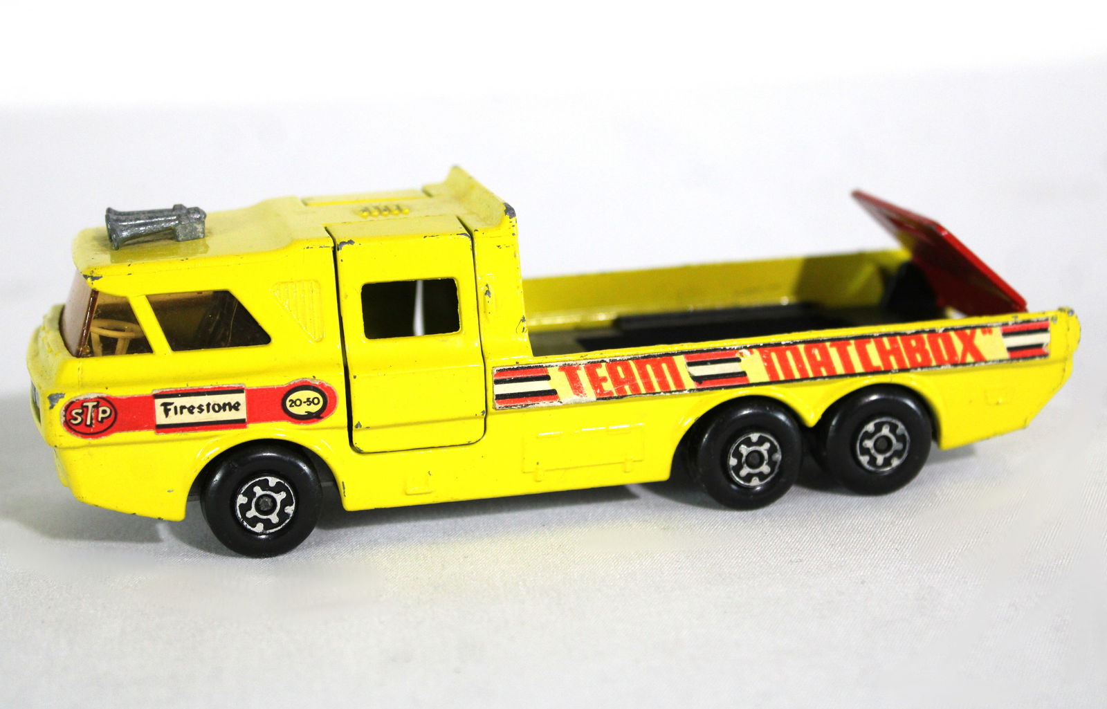 Matchbox Firestone K-7 Racing Car Transporter, England 1972: In-house shipping available.