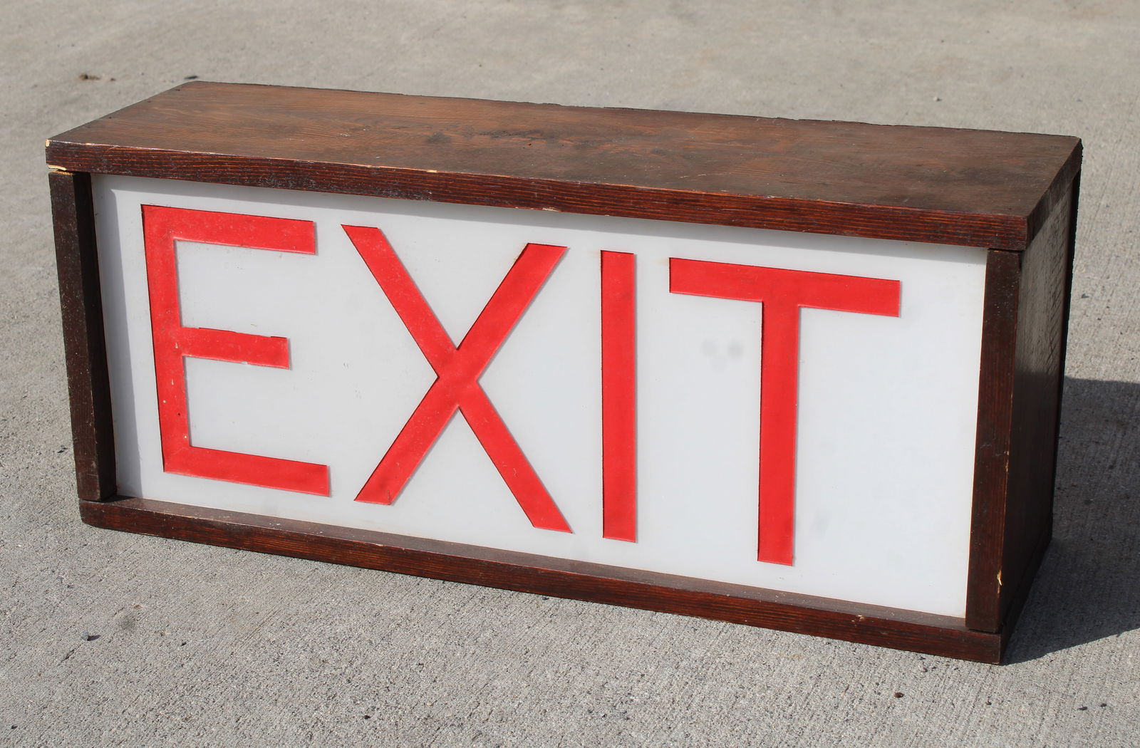 Etched Glass Lighted Exit Sign: This item requires third-party shipping or pickup arrangements to be made.