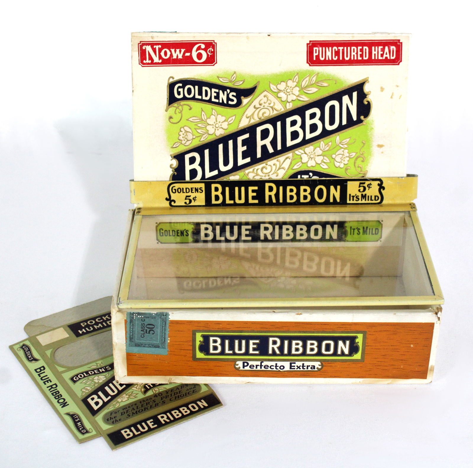 Golden's Blue Ribbon Cigar Box and Pocket Humidor: This item requires third-party shipping or pickup arrangements to be made.