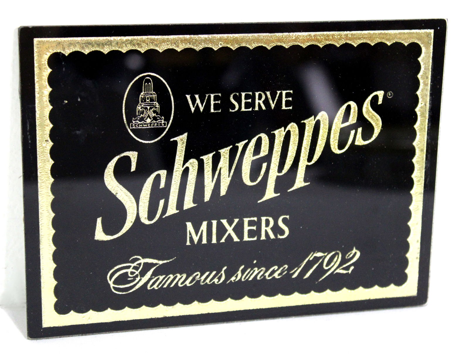 Schweppes Ginger Ale Reverse on Glass: In-house shipping available. Dimensions: 6 x 8