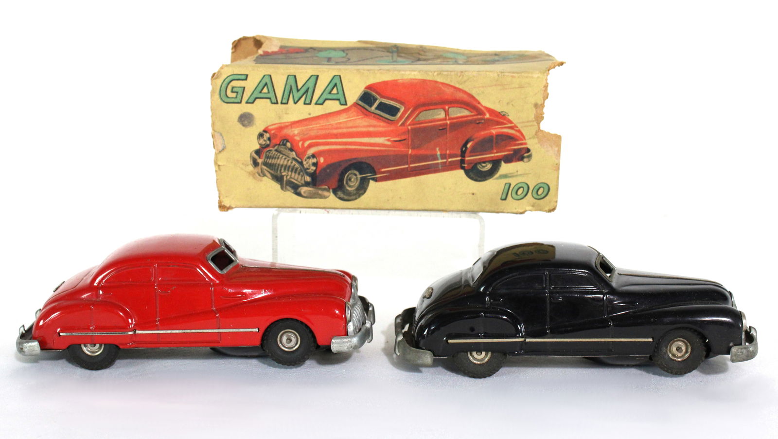 Gama Wind-Up Toy Cars with Box, U.S. Zone Germany: No wind keys. In-house shipping available.