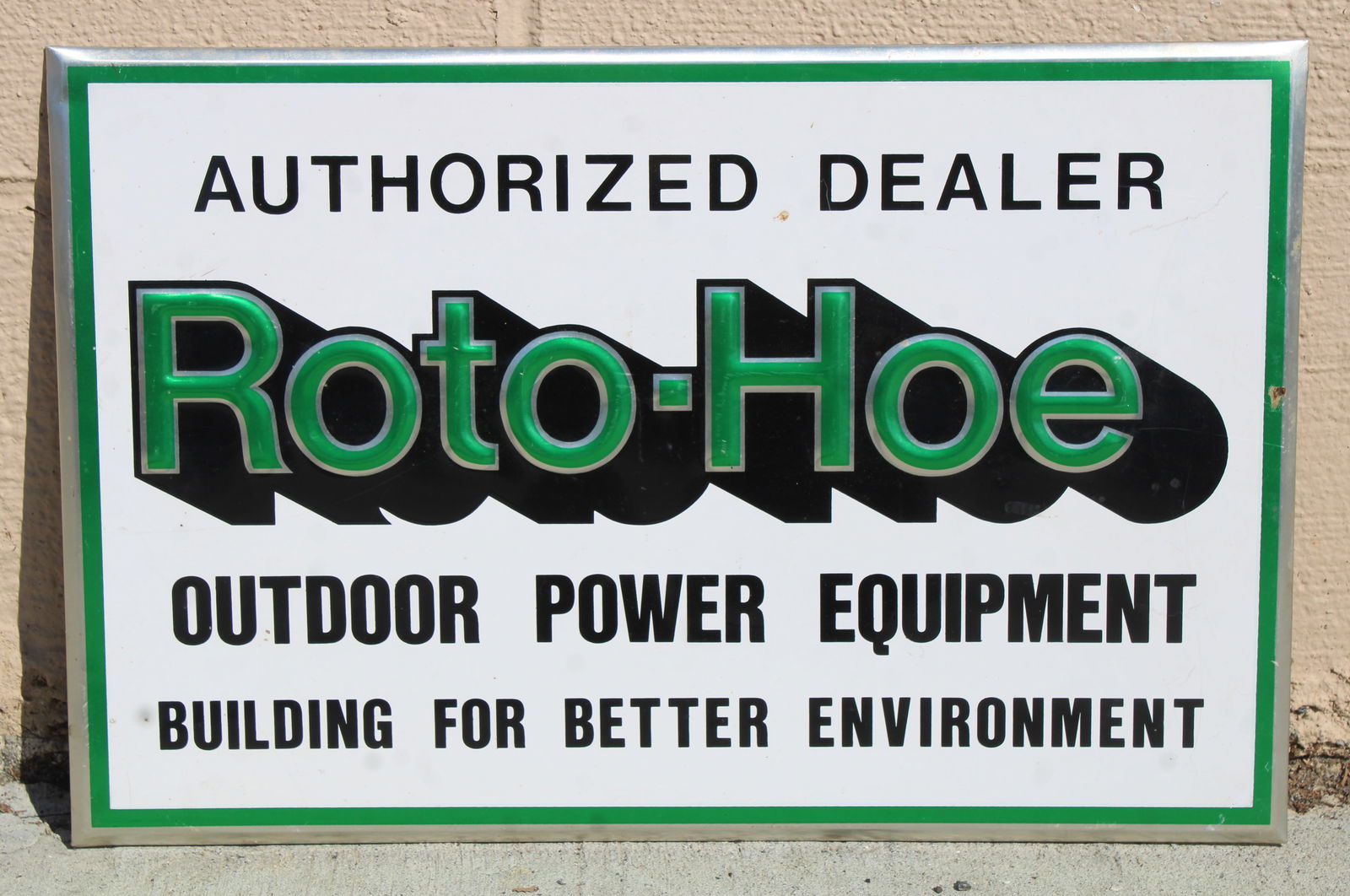 Roto-Hoe Power Equipment Embossed Sign: In-house shipping available. Dimensions: 12 x 17 x 1