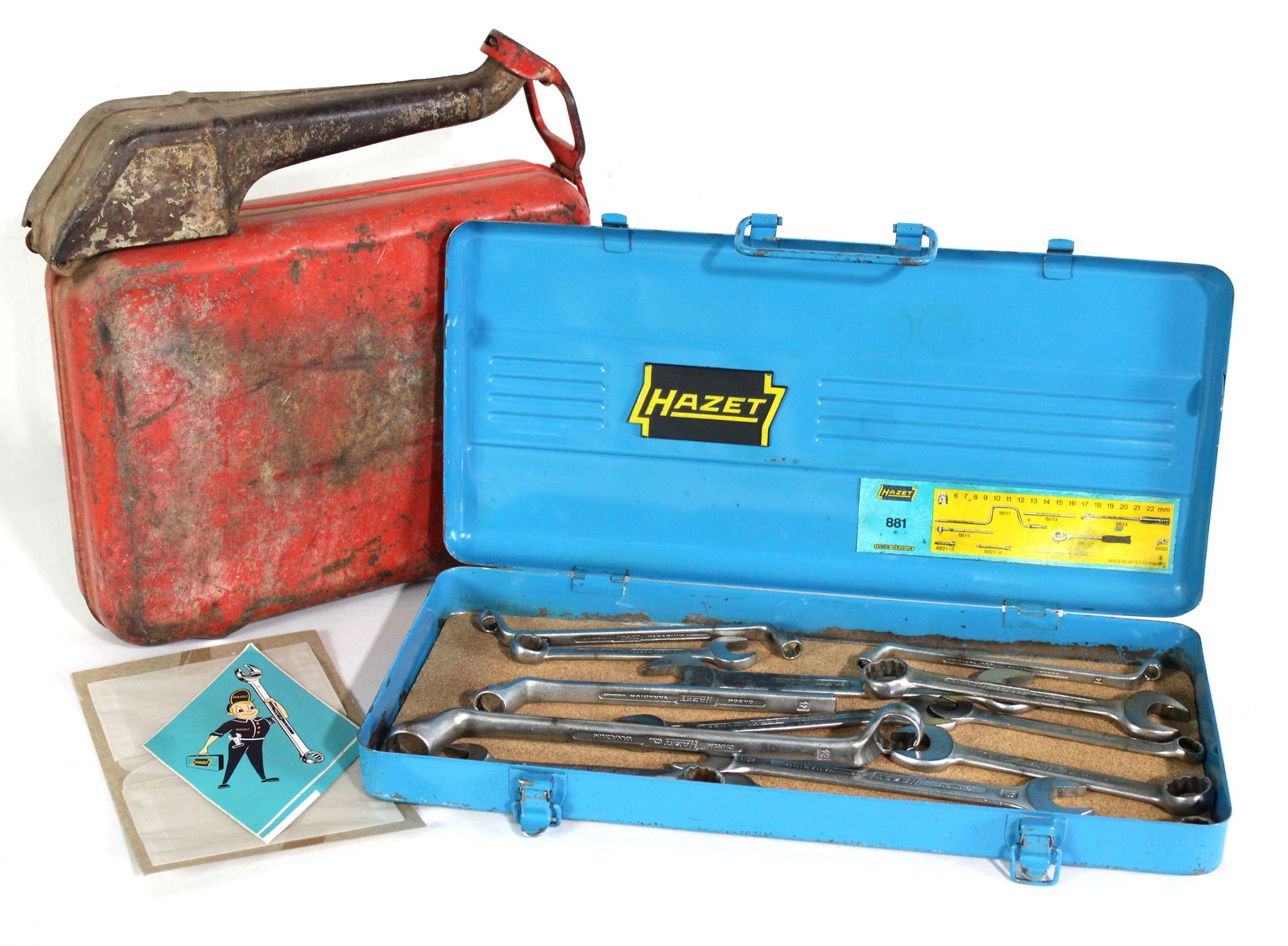 Vintage Allboy Gas Can & Hazet Wrenches for VW / Porche: In-house shipping available.