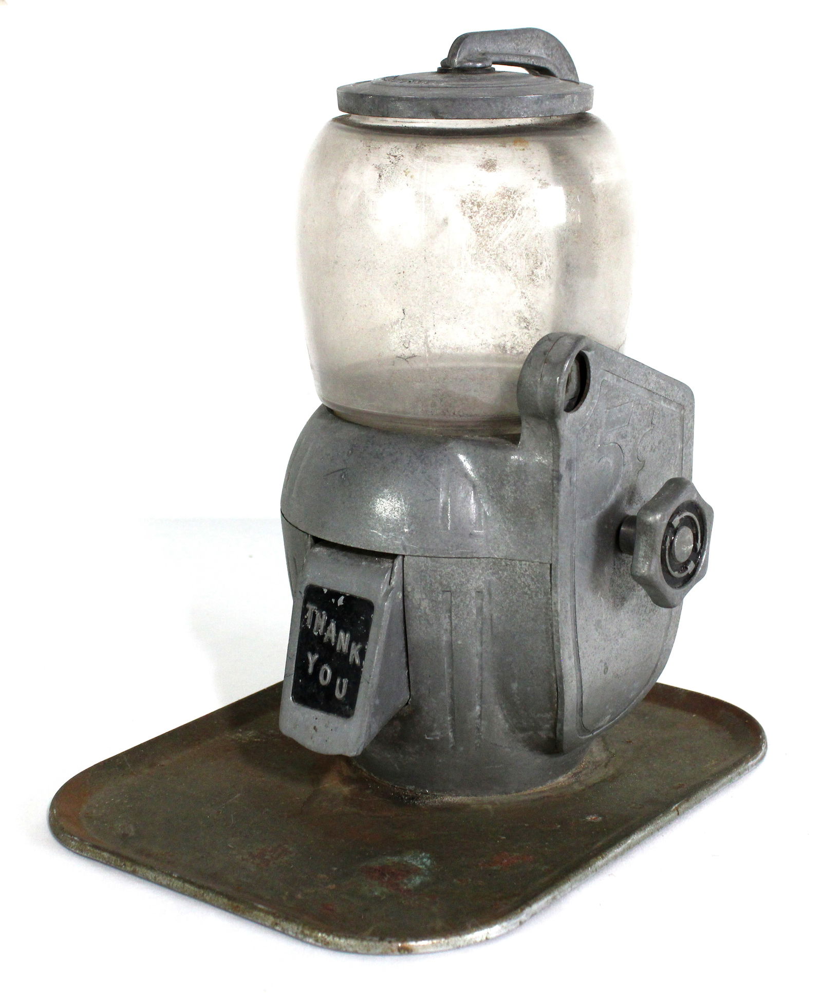 Atlas Coin Op 5 Cent Gumball Machine with Tray: This item requires third-party shipping or pickup arrangements to be made. Dimensions: 12 x 8 x 10