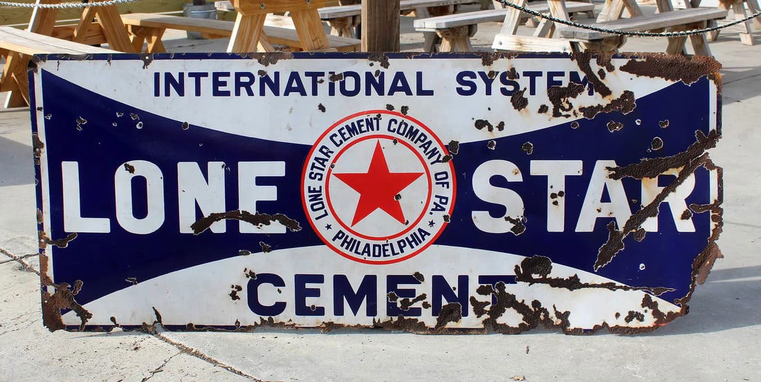 Lone Star Cement Porcelain Sign, Philadelphia PA: This item requires third-party shipping or pickup arrangements to be made.