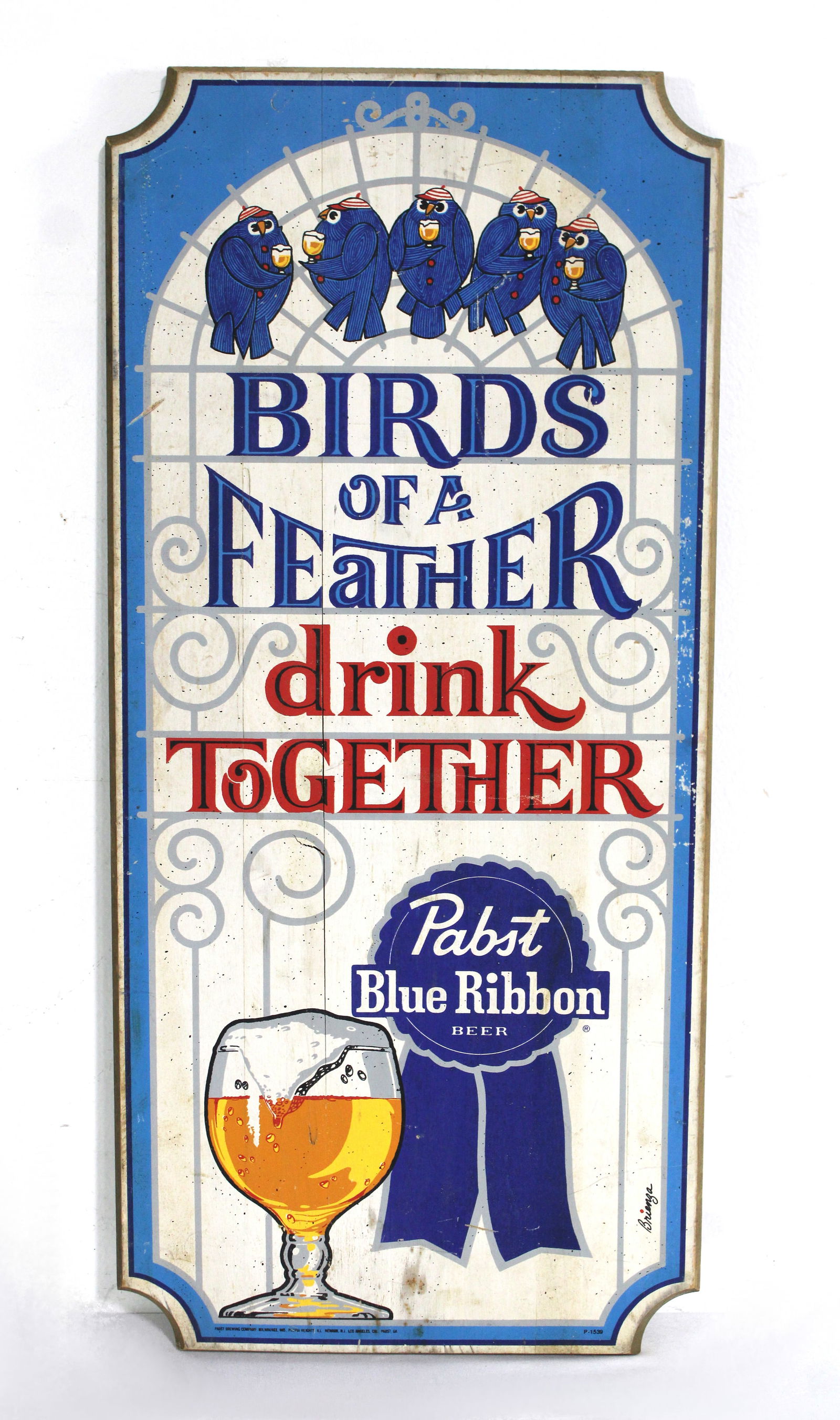 PBR "Birds of a Feather" Wooden Sign: In-house shipping available. Dimensions: 24 x 11 x 1