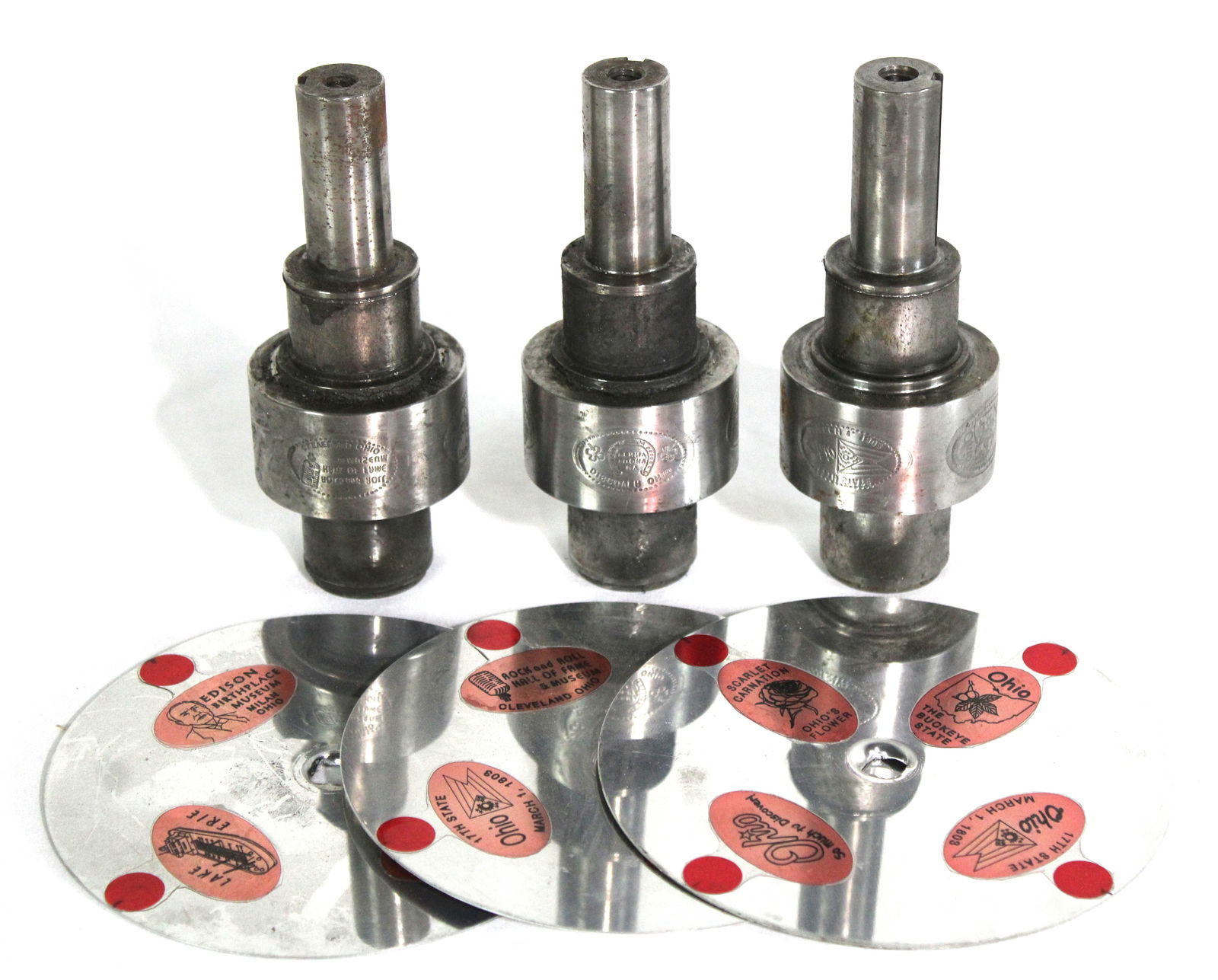 Coin Operated Penny Press Dies, Ohio Locations, Lot 1: Total of 3 with marquee plates. In-house shipping available.