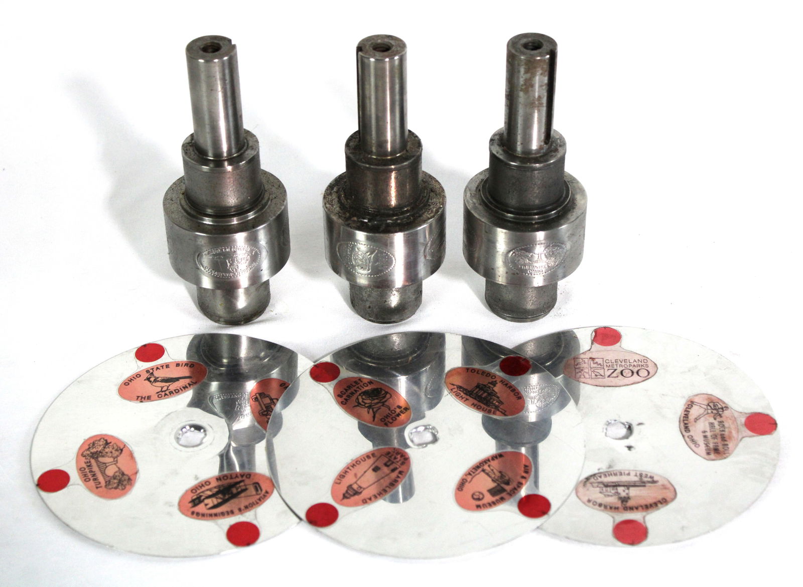 Coin Operated Penny Press Dies, Ohio Locations, Lot 2: Total of 3 with marquee plates. In-house shipping available.