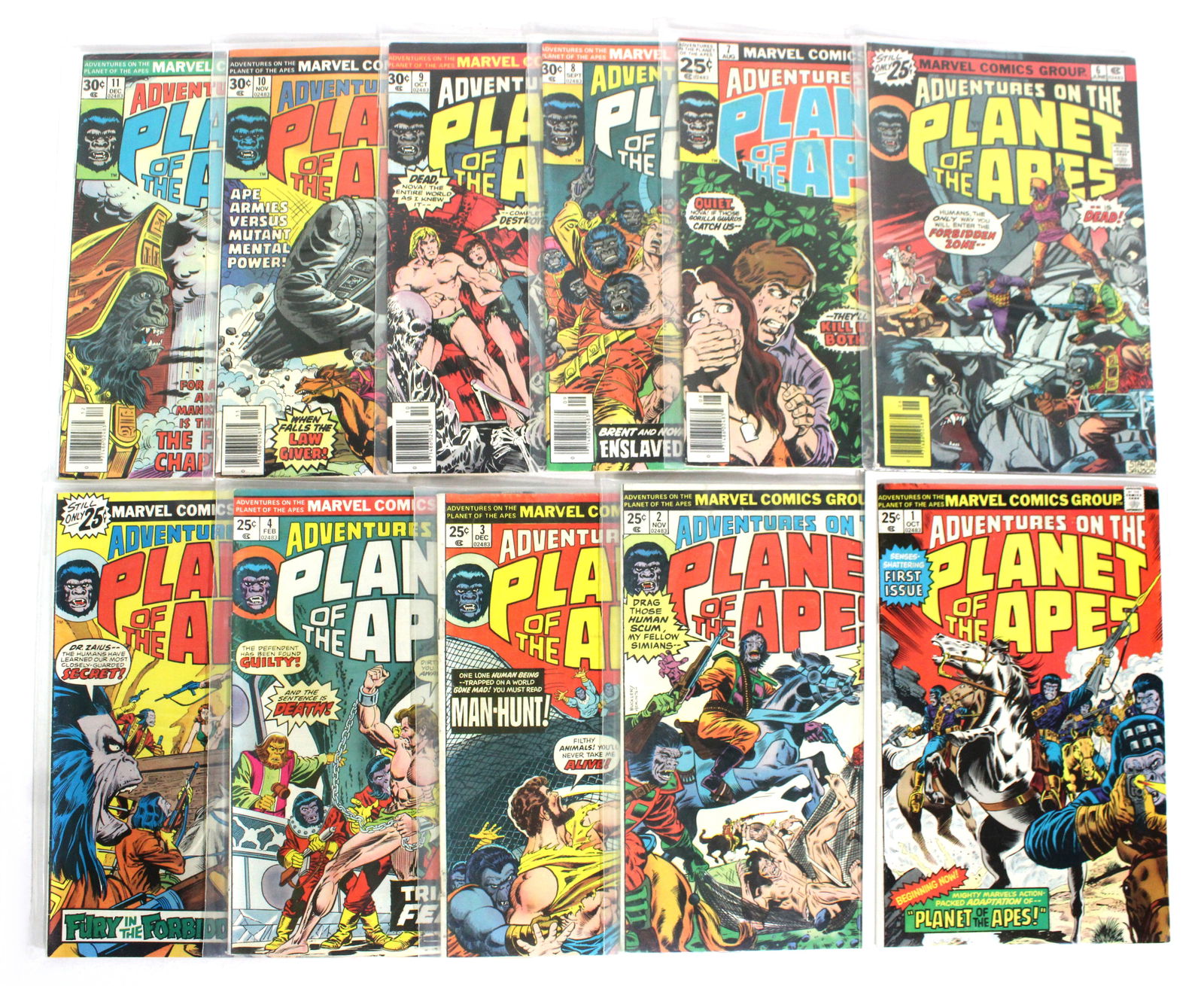 Marvel Comics Adventures on the Planet of the Apes, Issues 1-11: Total of 11 Issues. Issues 1-11. Bagged. Varying conditions. In-house shipping available.