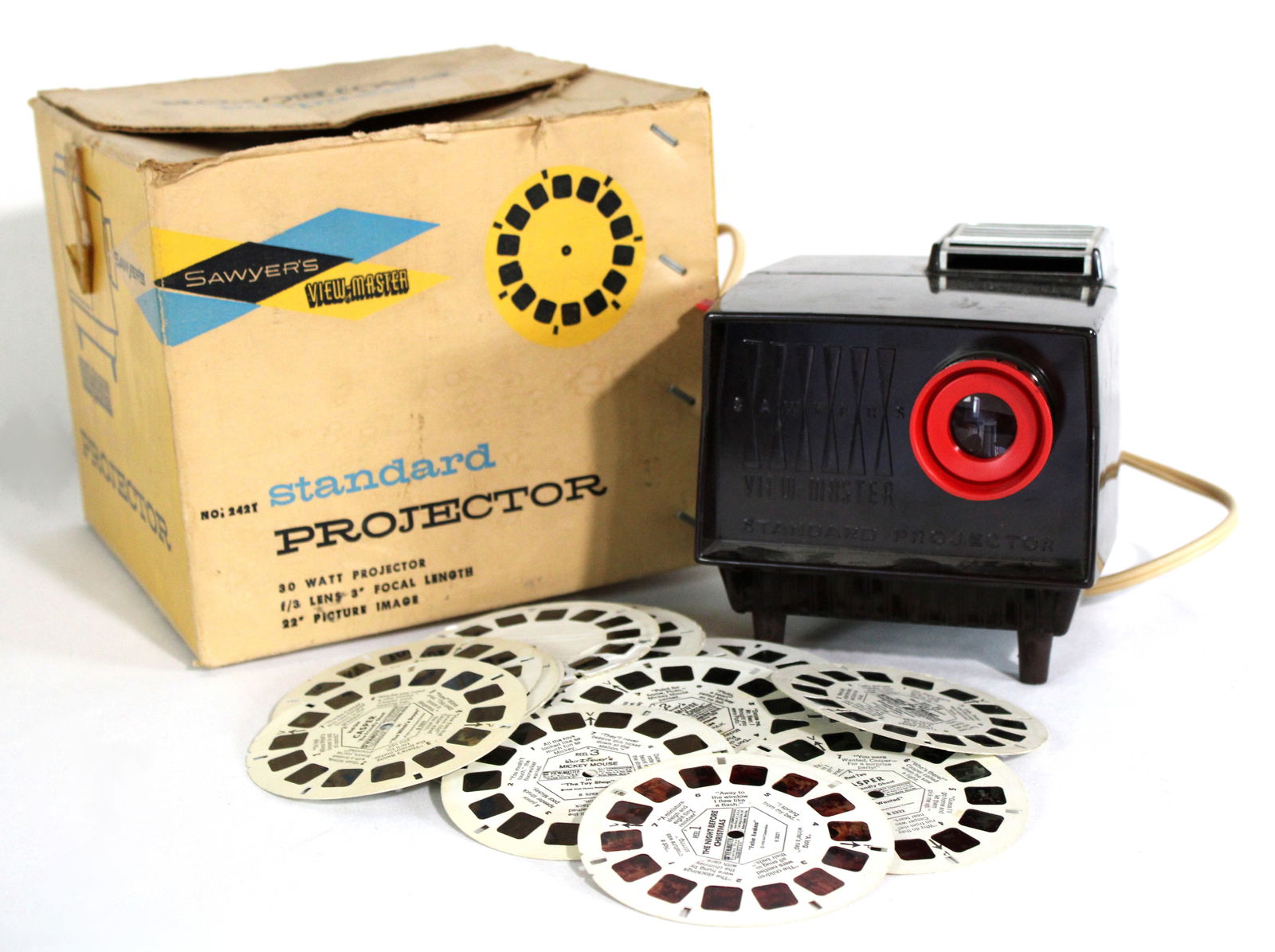Sawyer Viewmaster Projector in Box with Slides incl. Disney: In-house shipping available.