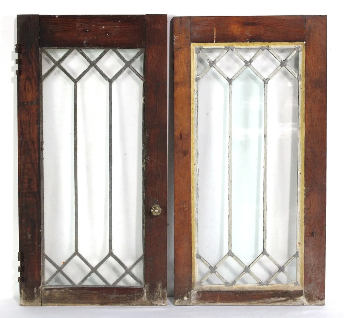 Pair of Leaded Glass Doors / Windows (1 of 2)