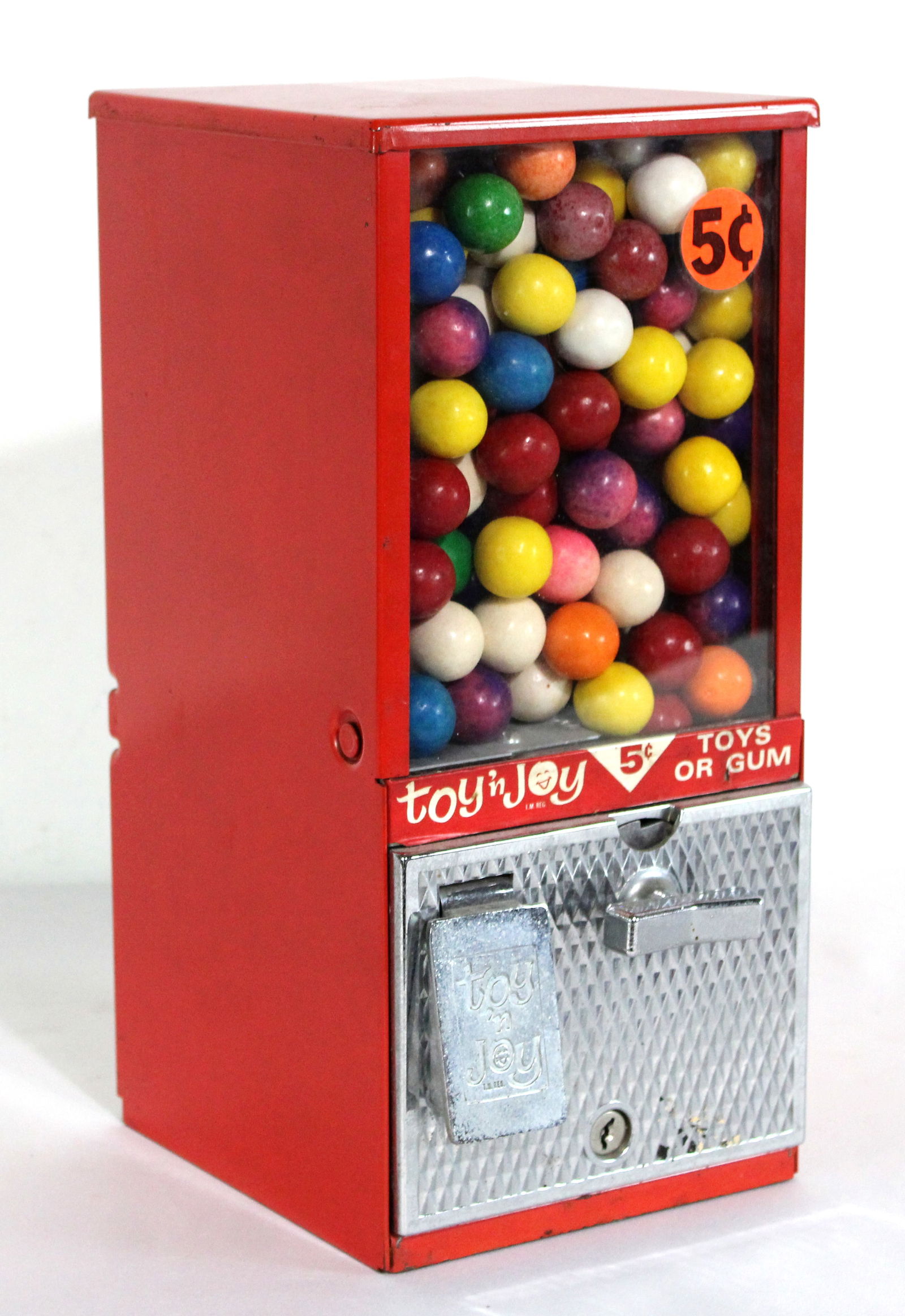 Toy 'N Joy Coin Op 5 Cent Gumball Vendor: Includes key. This item requires third-party shipping or pickup arrangements to be made. Dimensions: 14 x 7 x 8