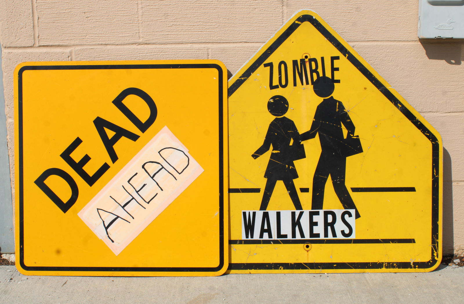 Custom Zombie Themed Street Signs: This item requires third-party shipping or pickup arrangements to be made. Dimensions of one: 30 x 30